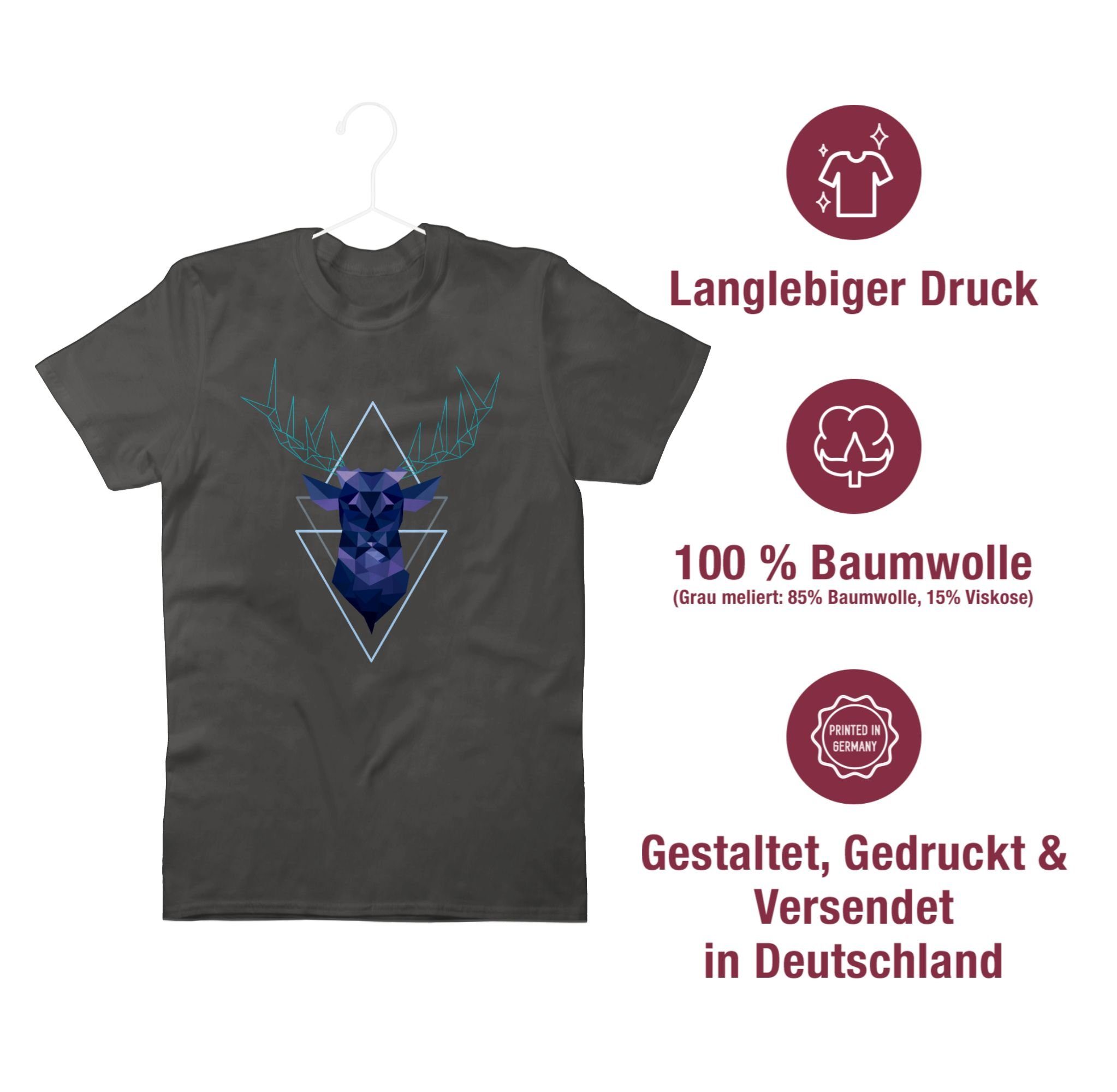 Hirsch Geometrischer Shirtracer Dunkelgrau Herren blau für Oktoberfest T-Shirt - Mode 3