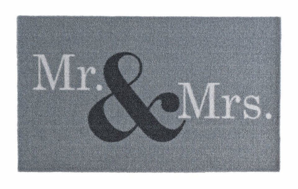 Fußmatte Mr & Mrs, HANSE Home, rechteckig, Höhe: 7 mm, mit Spruch, Schrift,  Robust, Rutschhemend, Ehepaar, Liebe, Waschbar