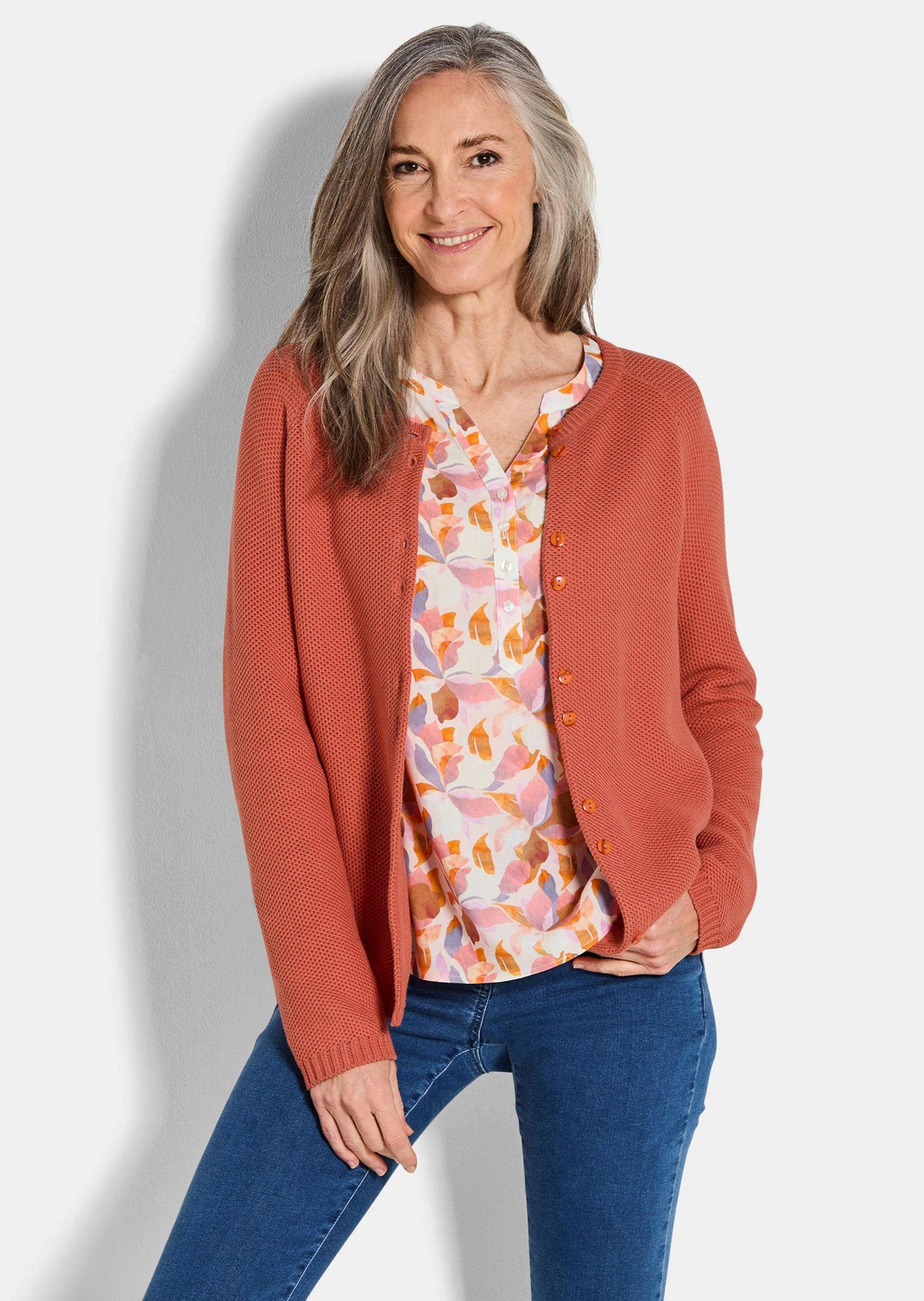 GOLDNER Strickjacke Kurzgröße: Strickjacke aus reiner Baumwolle