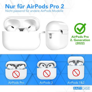 EAZY CASE Kopfhörer-Schutzhülle Silikon Hülle kompatibel mit Apple AirPods Pro 2, Box Hülle Cover Rutschfestes Etui Fullcover Stoßfest Silikoncase Weiß