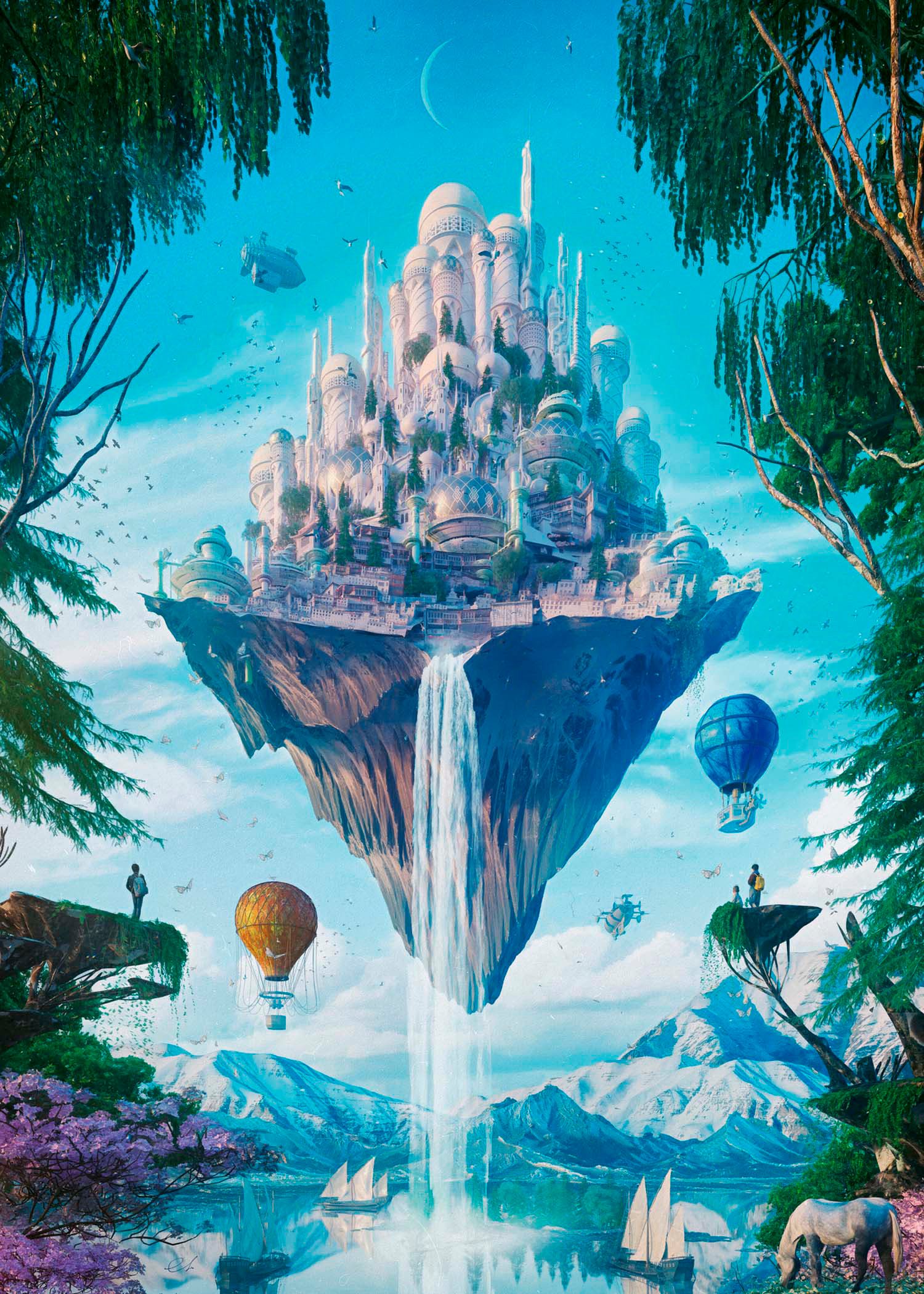 HEYE Puzzle Sky Isle / Future Cities, 1000 Puzzleteile, Made in Germany