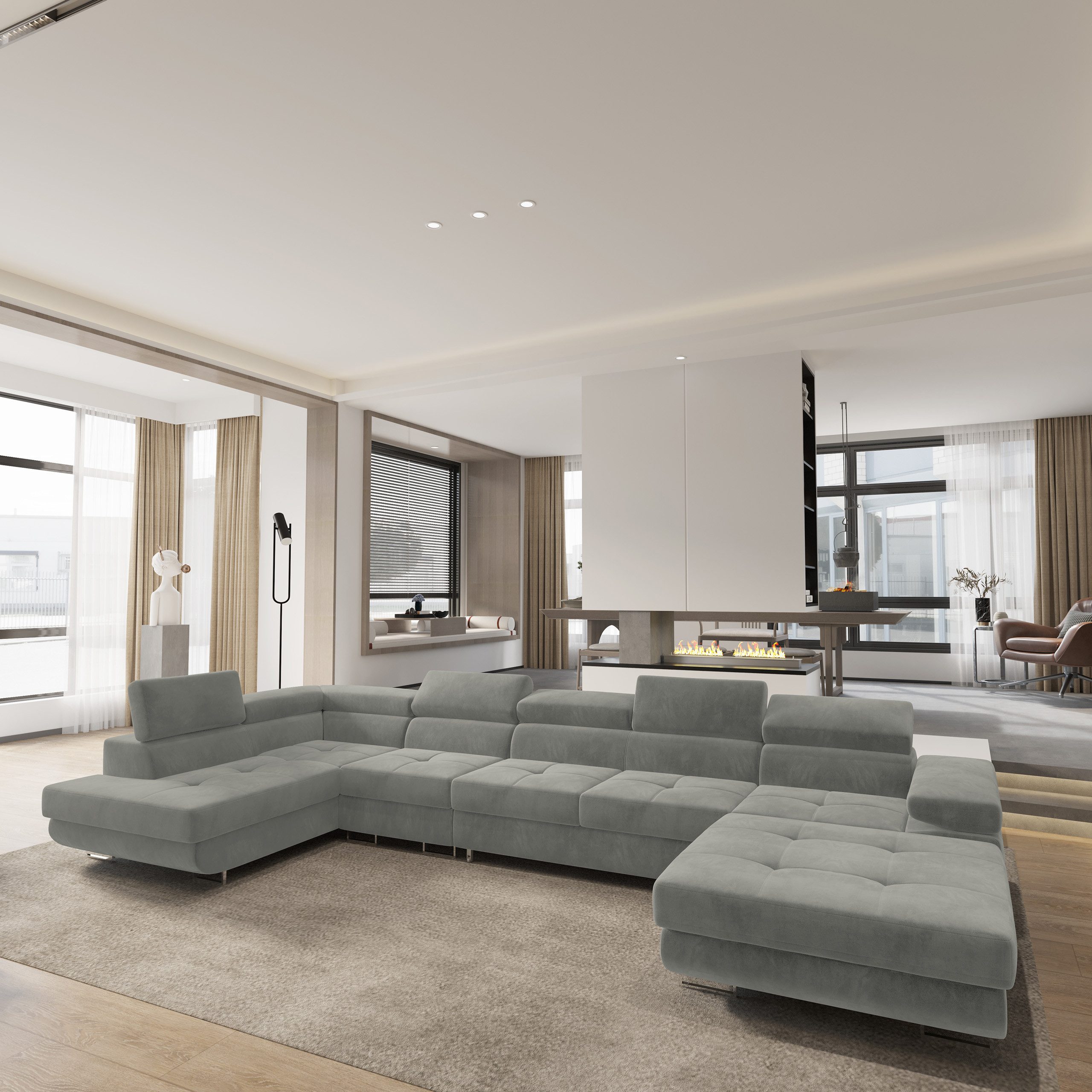 Masseno Ecksofa VELORA mit Schlaffunktion U-Form, günstig online kaufen