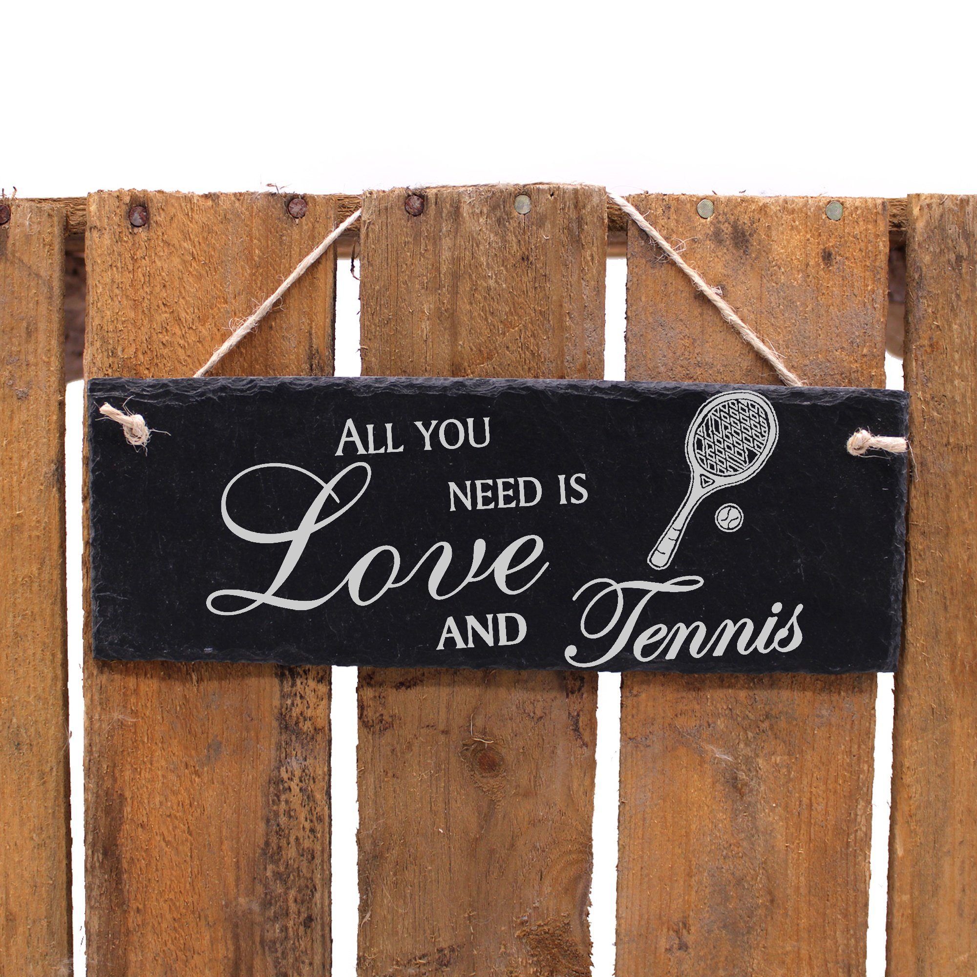 Dekolando Hängedekoration Tennisschläger 22x8cm All Tennis Love is you need and