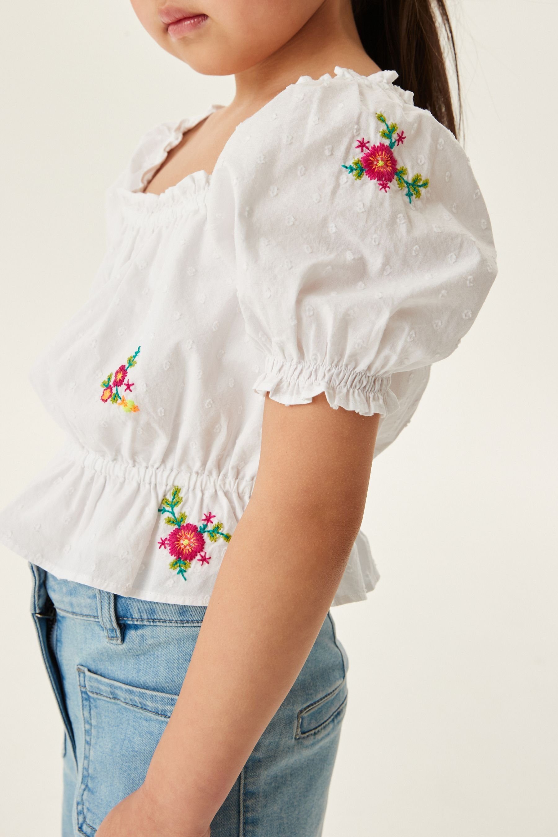 (1-tlg) Rüschen Bluse mit Next Blusenshirt White Embroidered