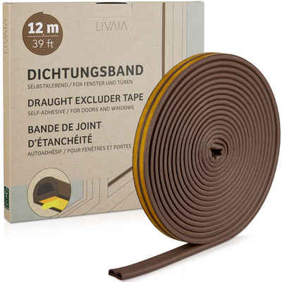 LIVAIA Dichtband 12m Dichtungsband Selbstklebend Wasserdicht für Tür und Fenster (1 Stück, 1-St) selbstklebend