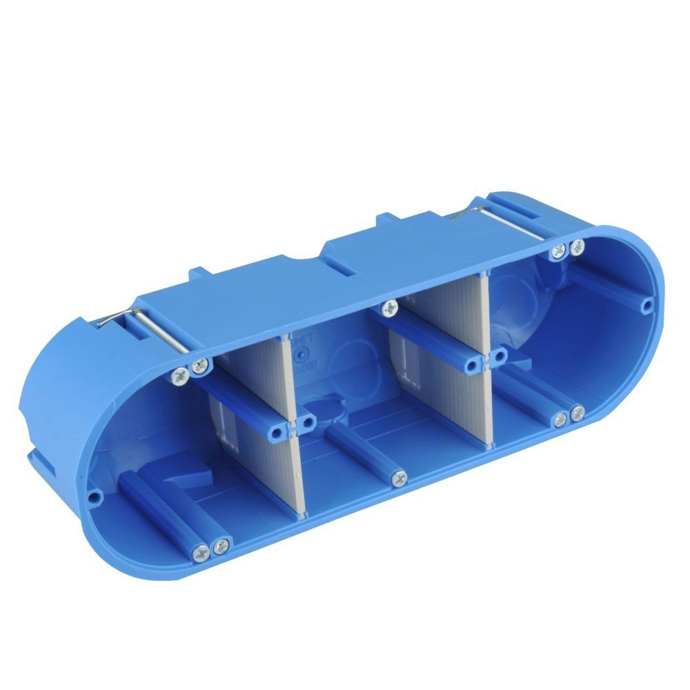 Trend Line Aufputz-Einspeise-Steckdose F-TRONIC Hohlwand-Gerätedose massiv 3 Felder 68 mm