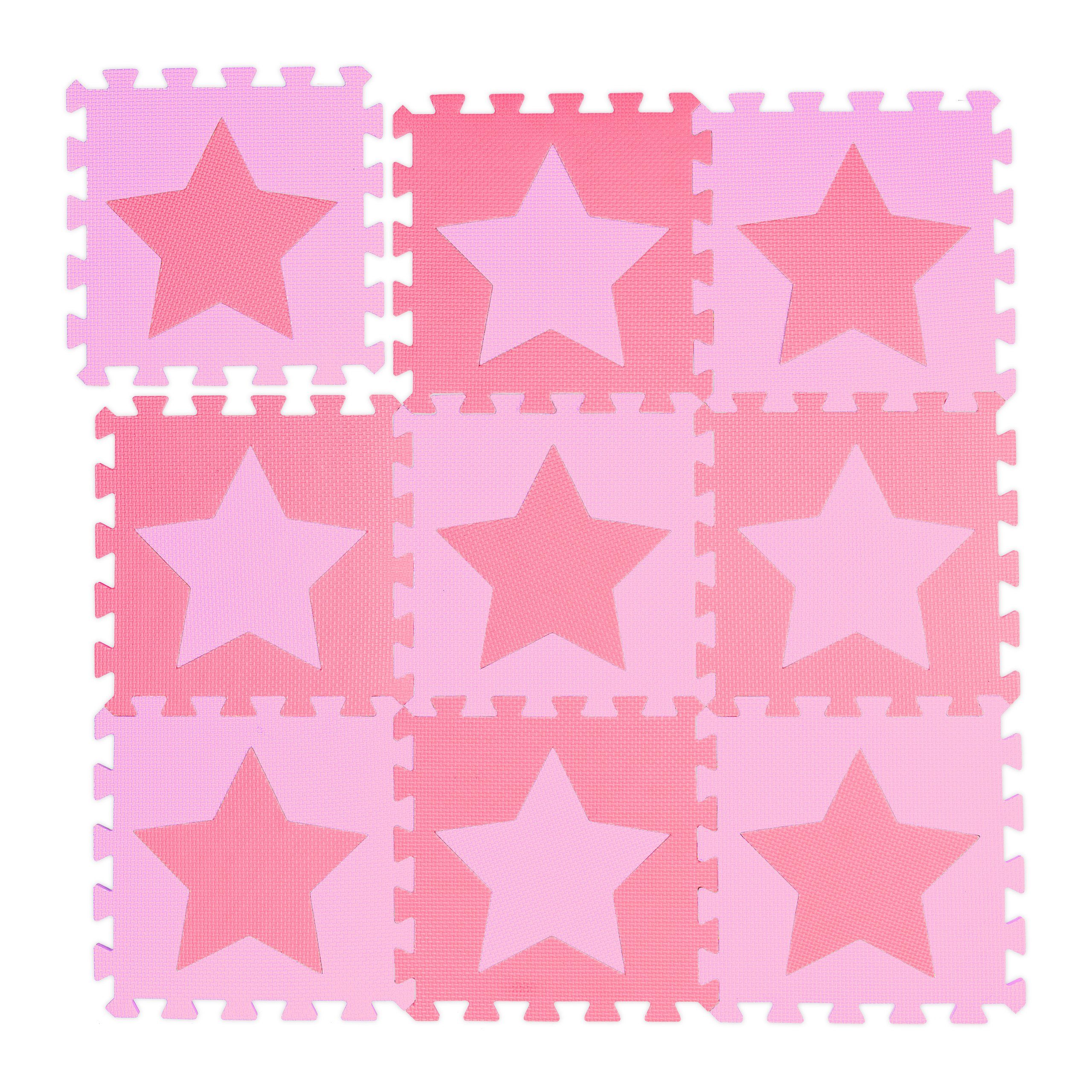 relaxdays Spielmatte Puzzlematte Sterne, Rosa-Pink