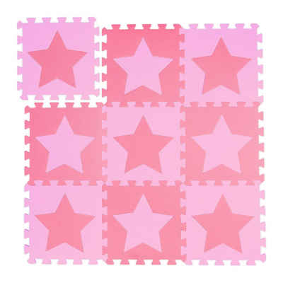 relaxdays Spielmatte Puzzlematte Sterne, Rosa-Pink