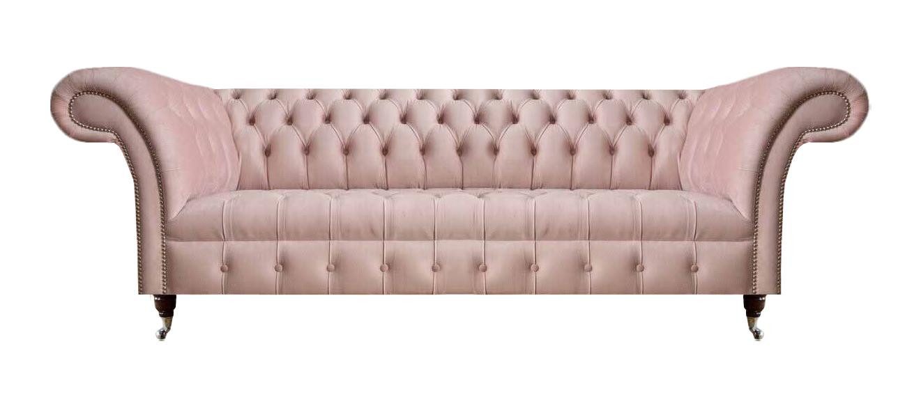 JVmoebel Chesterfield-Sofa Rosa Chesterfield Couch mit hochwertiger Polsterung, Made in Europa