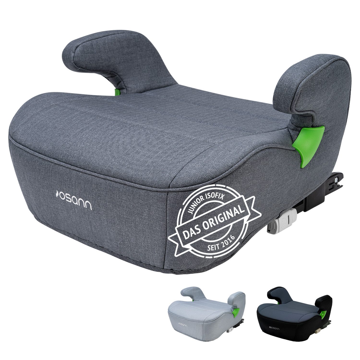 Osann Kindersitzerhöhung Junior Isofix, Sitzerhöhung Kinder mit Isofix, ab: 7 Jahren, bis: 12 Jahre, ab: 126 cm, bis: 150 cm, Kindersitzerhöhung mit Isofix, weich gepolstert, waschbarer Bezug