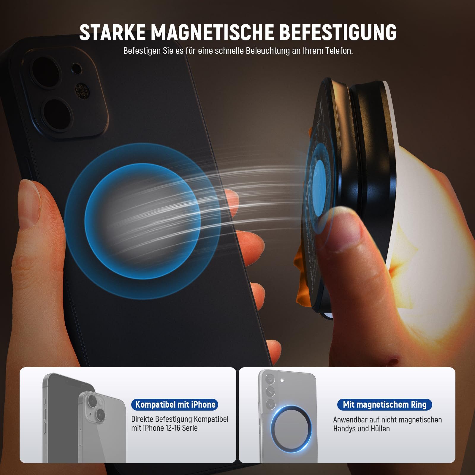Neewer Videoleuchte NL40R Magnetische Selfie Licht, Faltbar, 4 Modi, CRI95+, 914lx, Ringlicht für iPhone MagSafe Live Streaming Make up Konferenz