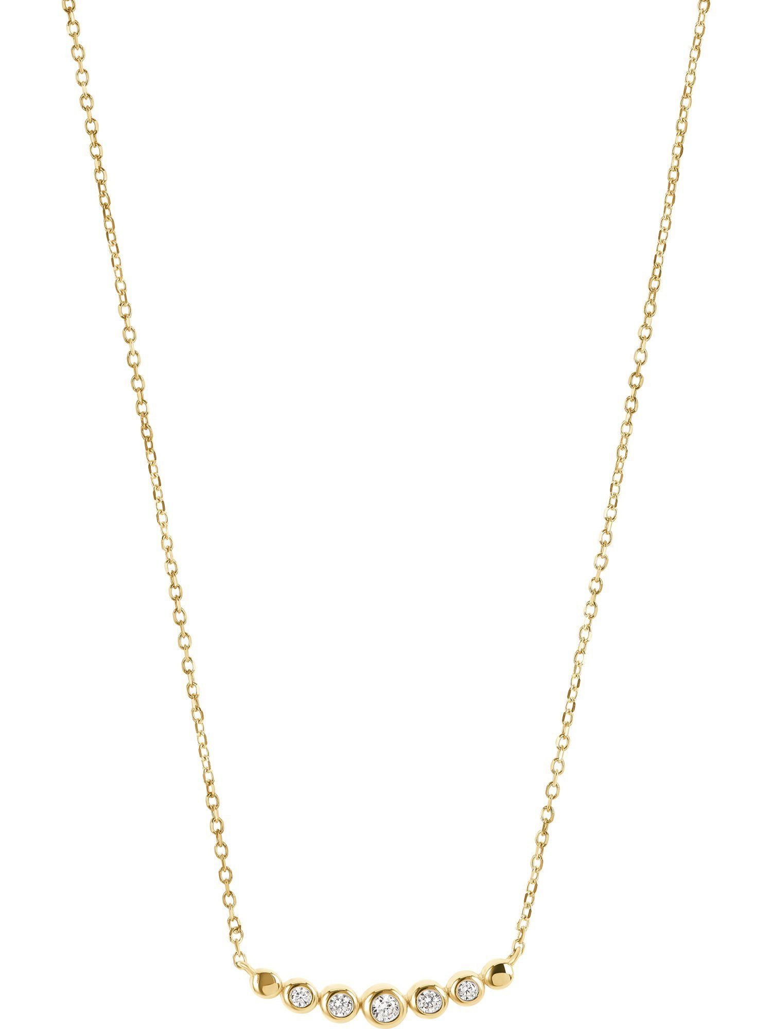 FAVS Collier FAVS Damen-Kette 375er Gelbgold 5 Zirkonia