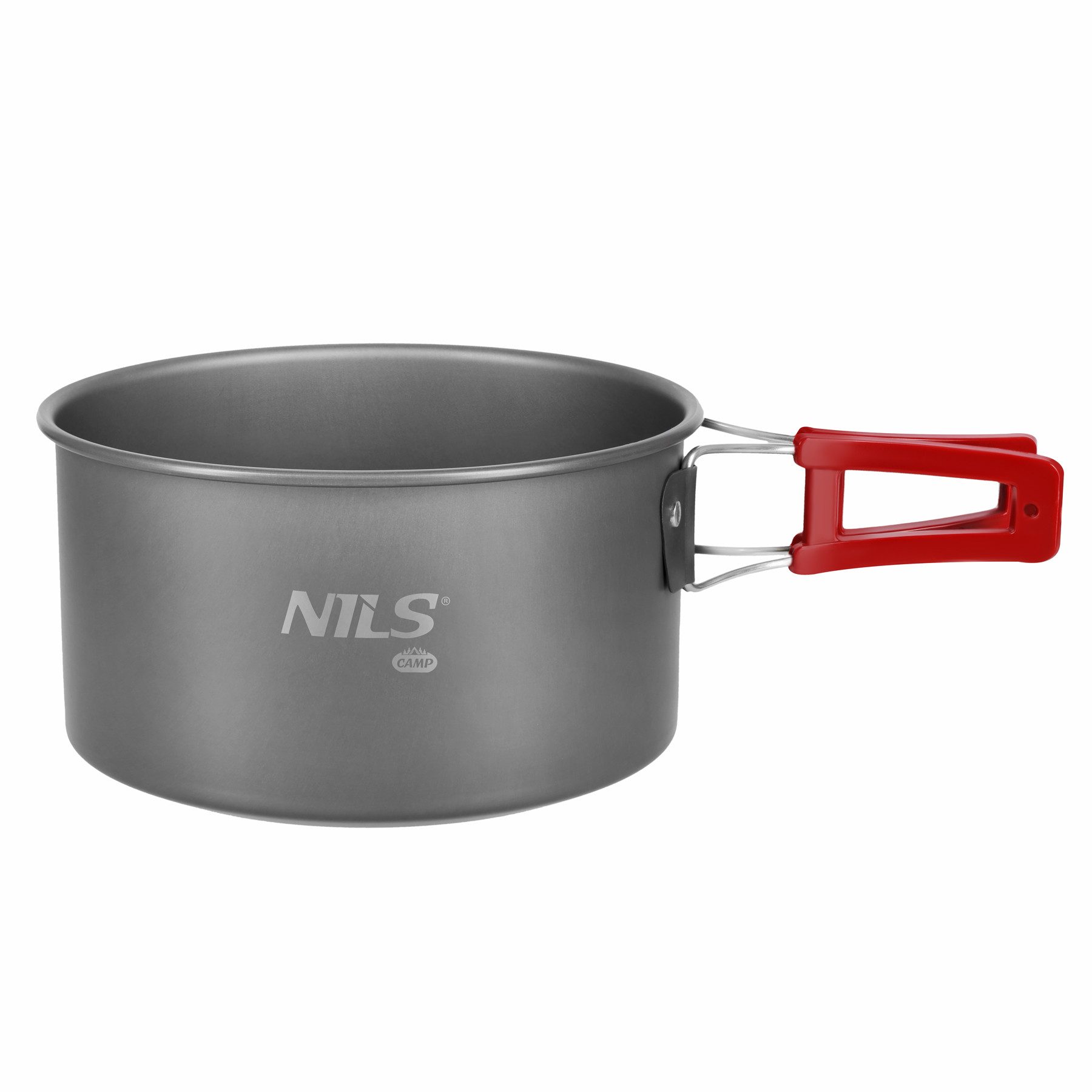 NILS CAMP Kochtopf Campingtopf Outdoortopf Kochgeschirr, Aluminium, Edelstahl (Spar-Set, 1-tlg., 17 x 9 cm leicht), klappbarer Griff, leicht, kompakt, korrosionsbeständig