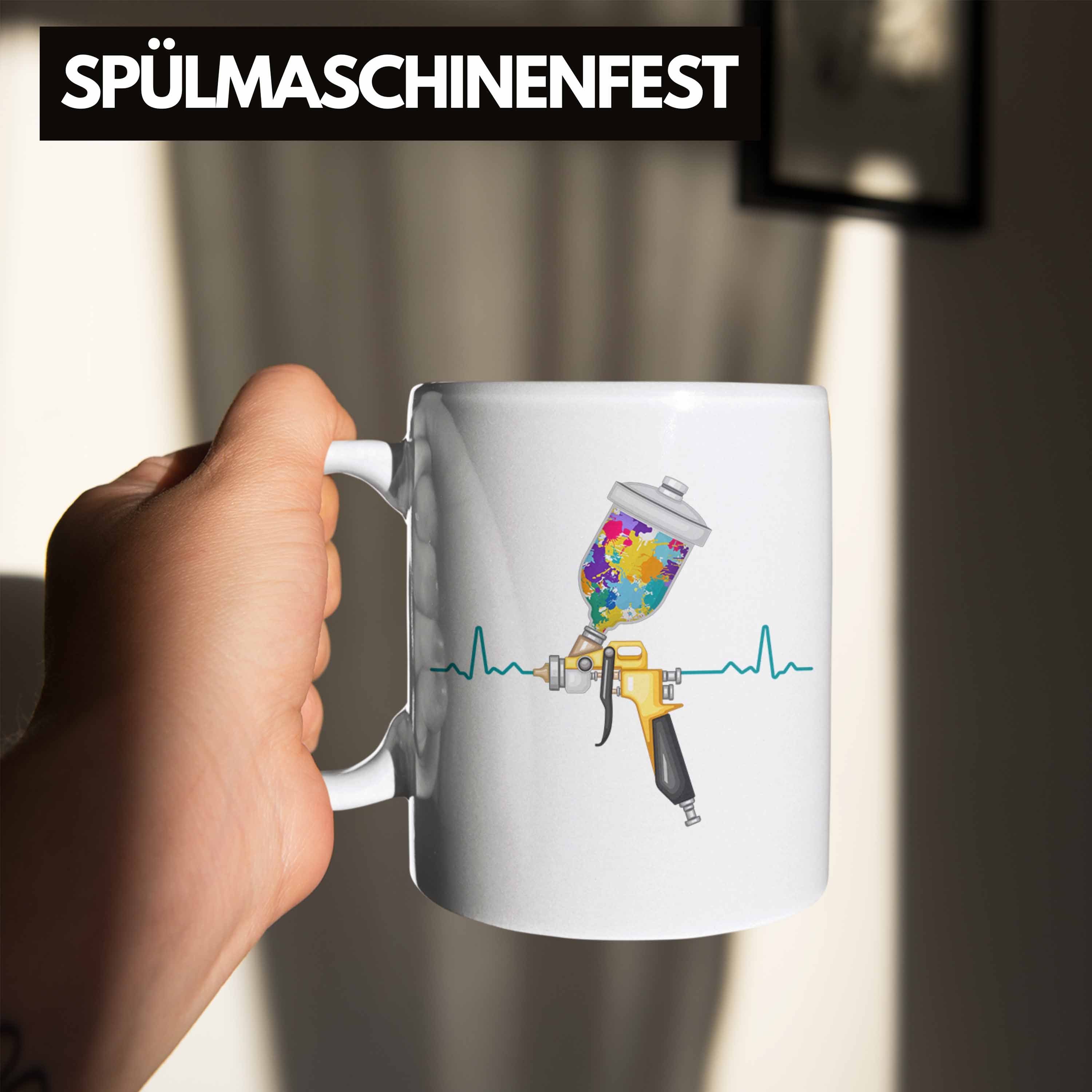 Weiss Anstreicher Trendation Job Herzschlag Malermei Tasse Lustig Tasse Männer Geschenk Maler