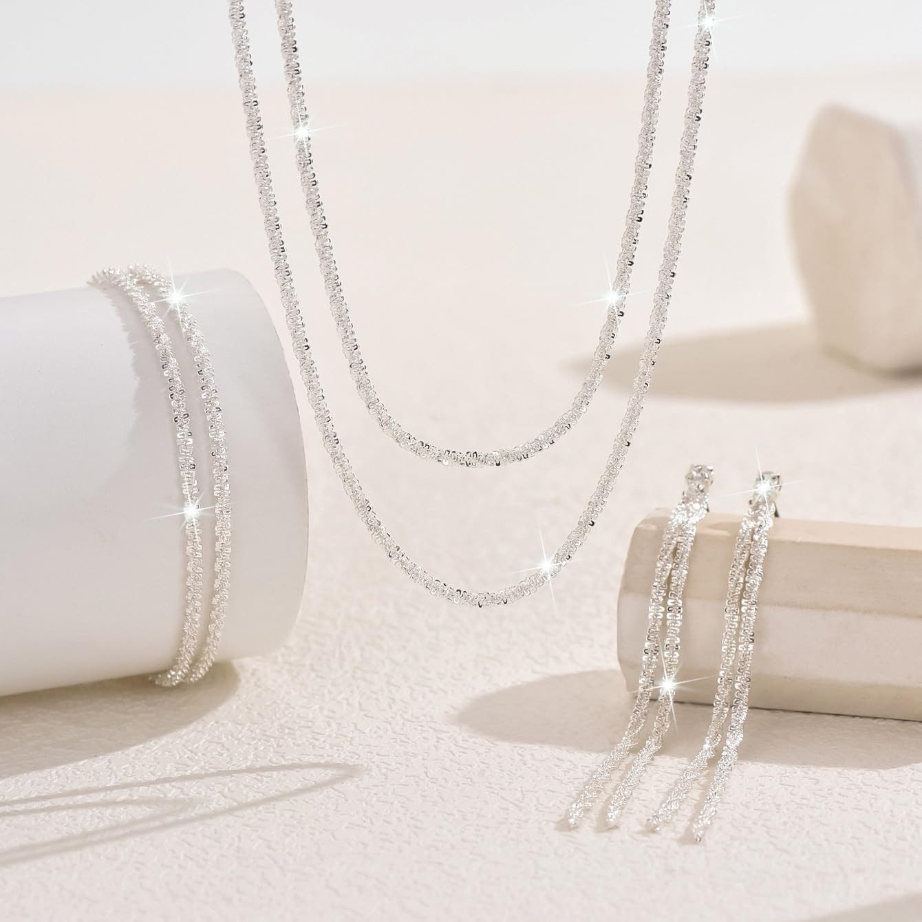 Bextsrack Schmuckset Damenschmuck-Set, 3-teilig mit Ohrringen, Halskette un günstig online kaufen