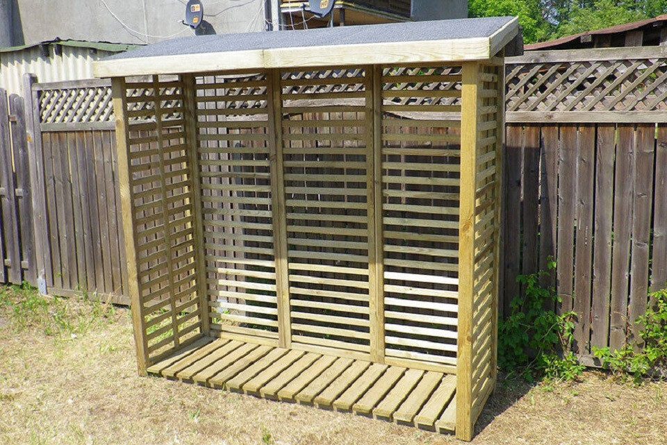 Gartenpirat Kaminholzregal mit Rückwand Kaminholzregal aus Holz KDI grün Brennholzlager, BxTxH:208x75x200 cm