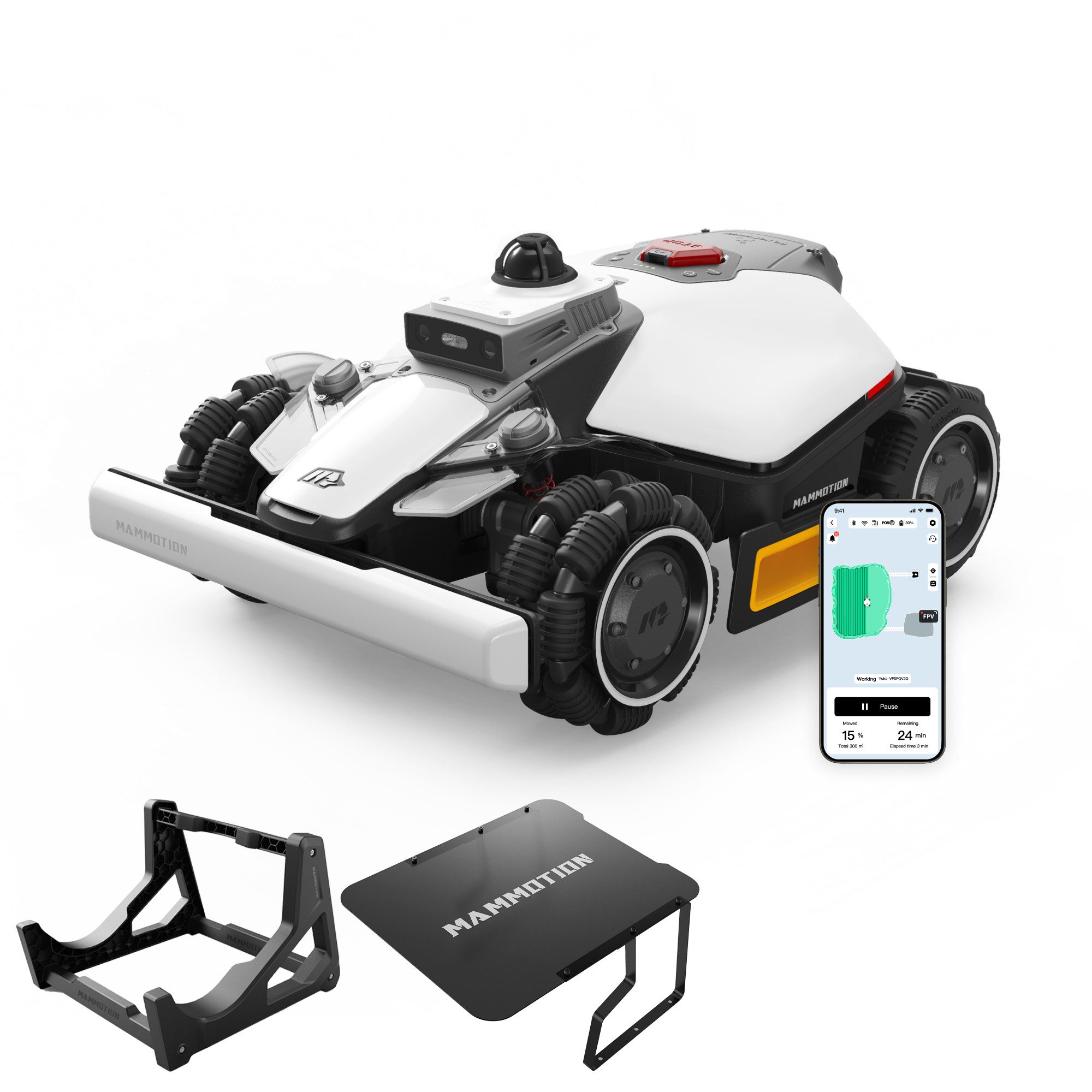 Mammotion Rasenmähroboter LUBA Mini 2 AWD Mähroboter ohne Begrenzungsdraht, bis 1500 m² Rasenfläche, (mit Garage, Waschständer, 360° LiDAR + KI-Vision), Randmähen, DropMow, Auto-Kartierung, 80% Steigung, 4G Moudel, APP