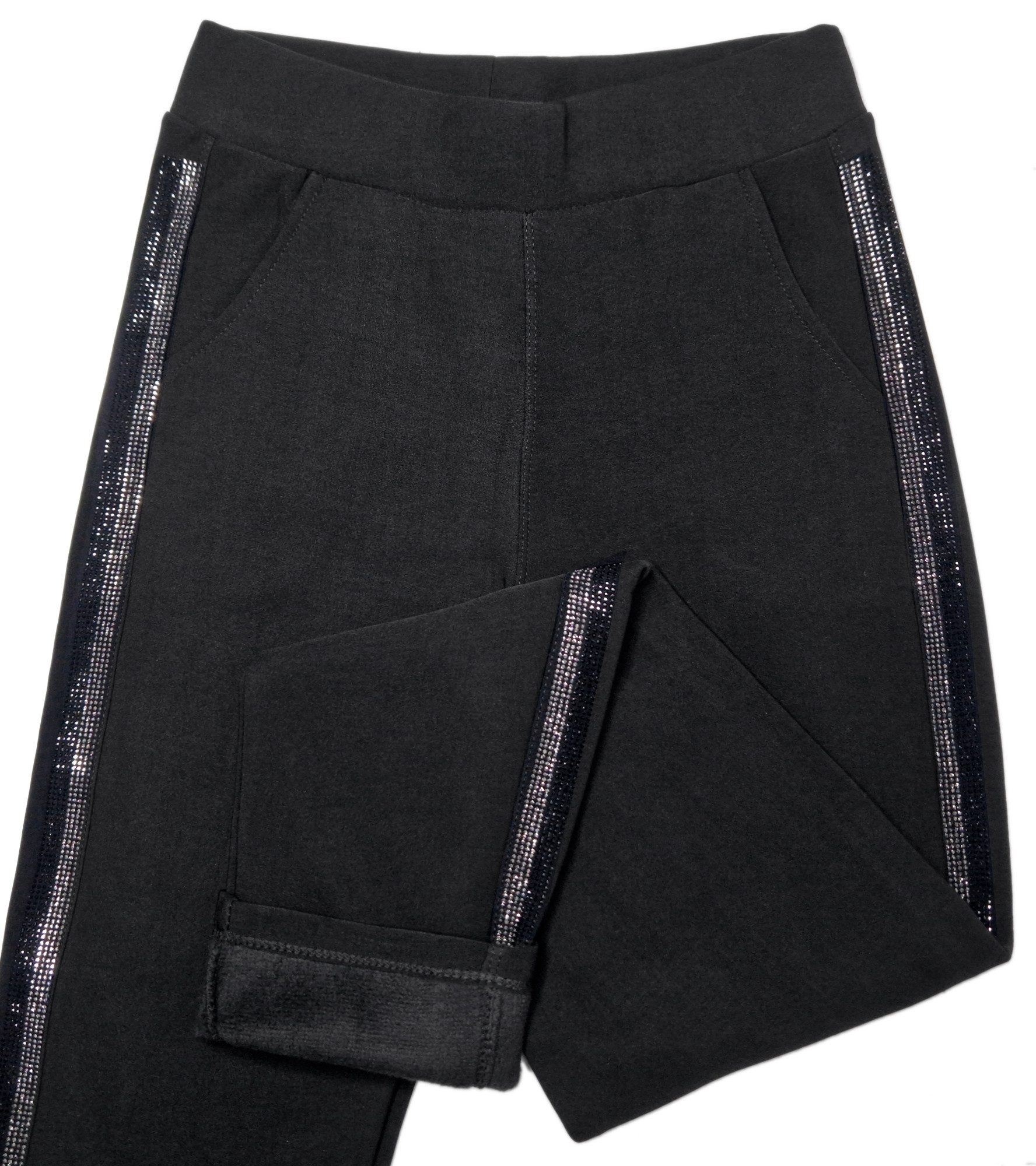 Thermohose Damen Thermo Hose mit Glitzer Streifen Warm gefütterte Winterhose