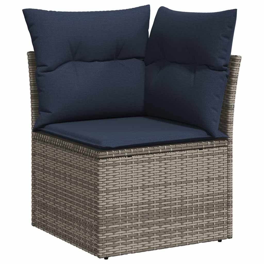 vidaXL Gartenlounge-Set 7-teiliges Gartensofa-Set mit Kissen, grau, Polyrattan, (1-tlg)