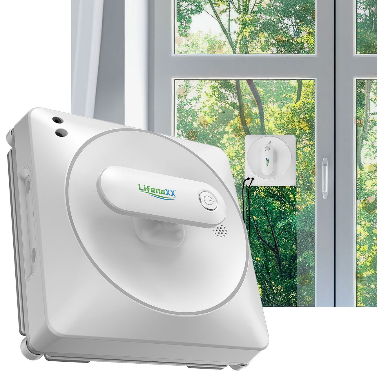Lifenaxx Fensterputzroboter Fensterputz Roboter 4500Pa 4-fach Sprüher 100ml Tank Fernbedienung, Lautstärke unter 65 dB, 2,5 Min / m²