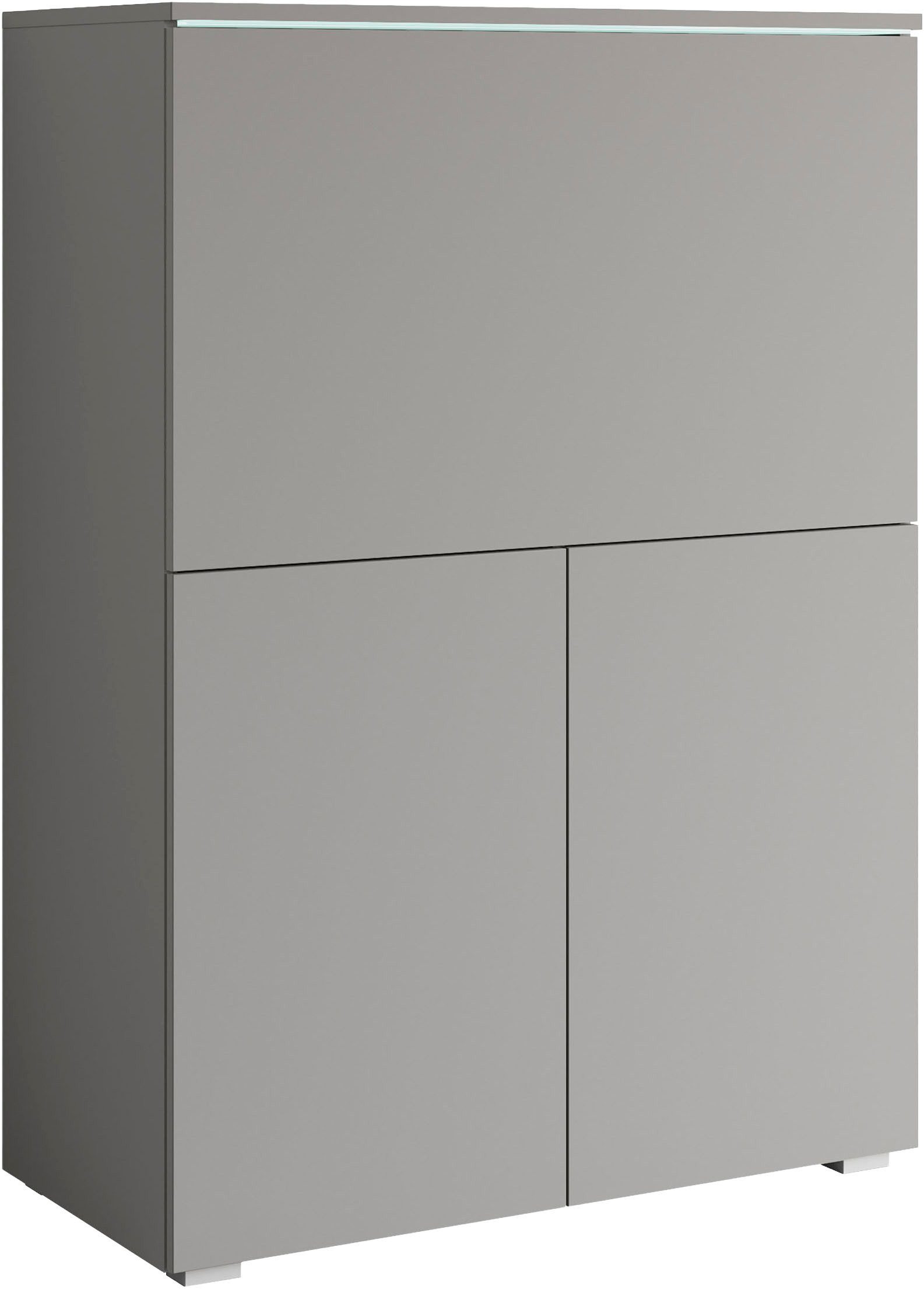 Home affaire PC-Schrank Vera, Sekretär, Home-Office-Schreibtisch mit LED-Beleuchtung (1 St), Multifunktional mit Stauraum, klappbare Tischfläche, LED, B 90 cm