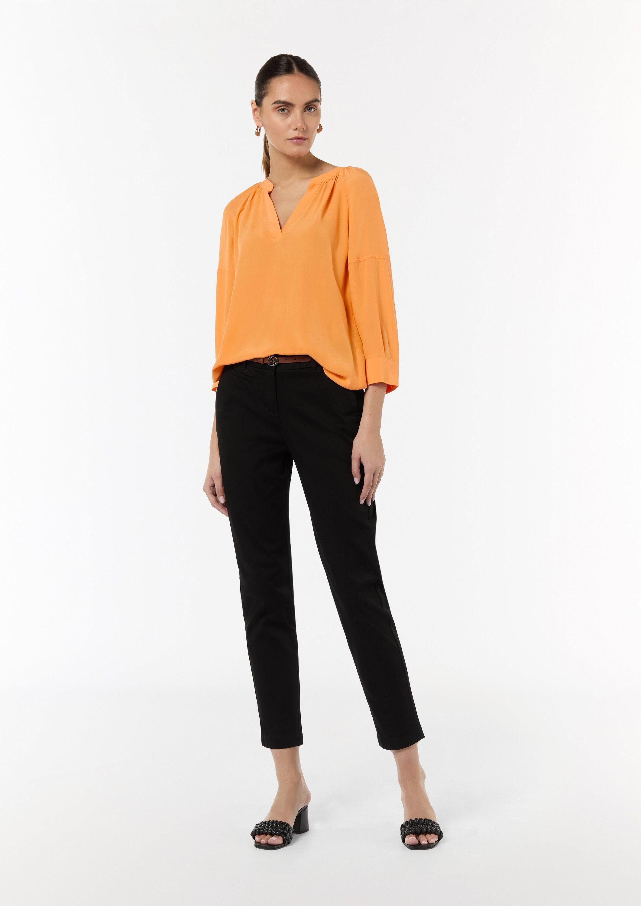 comma Kurzarmbluse Bluse Bluse aus Crêpe