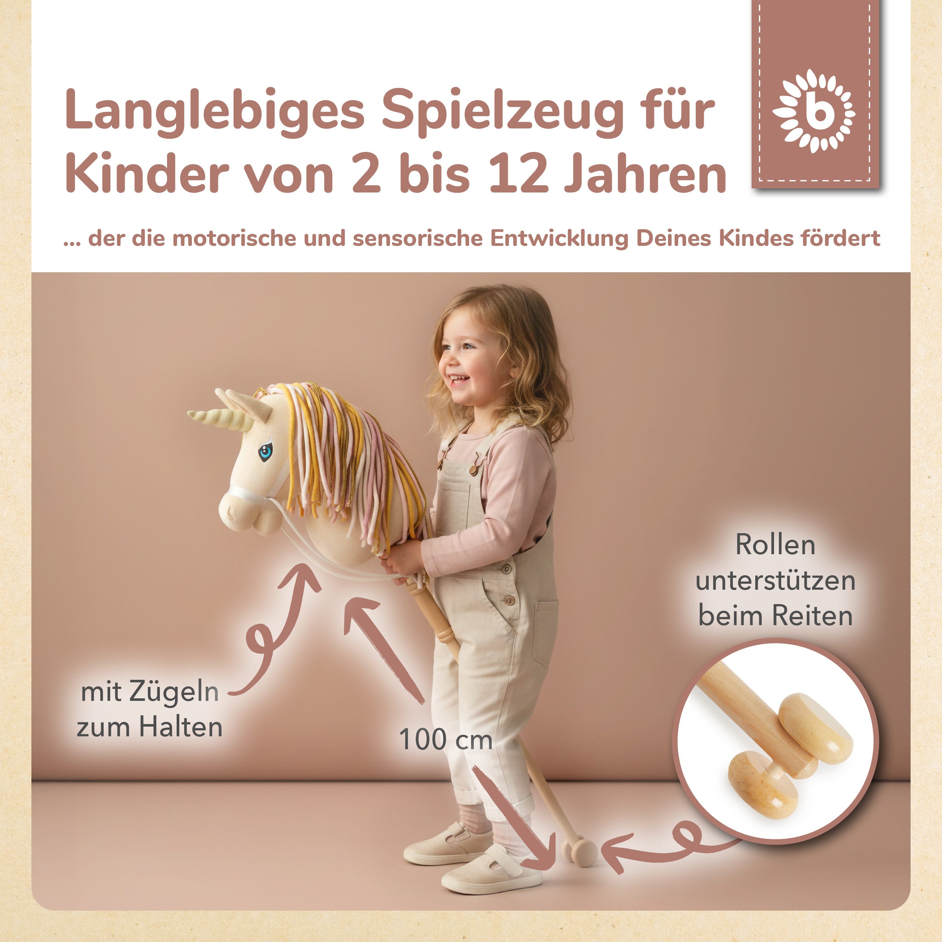 BIECO Steckenpferd Bieco Steckenpferd Kinder Einhorn Aurora Hobby – Bild 4 von 5