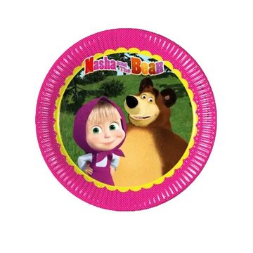 Masha and the bear Einweggeschirr-Set Mascha und der Bär Kinder Geburtstag Deko Set 36tlg. (36-tlg)