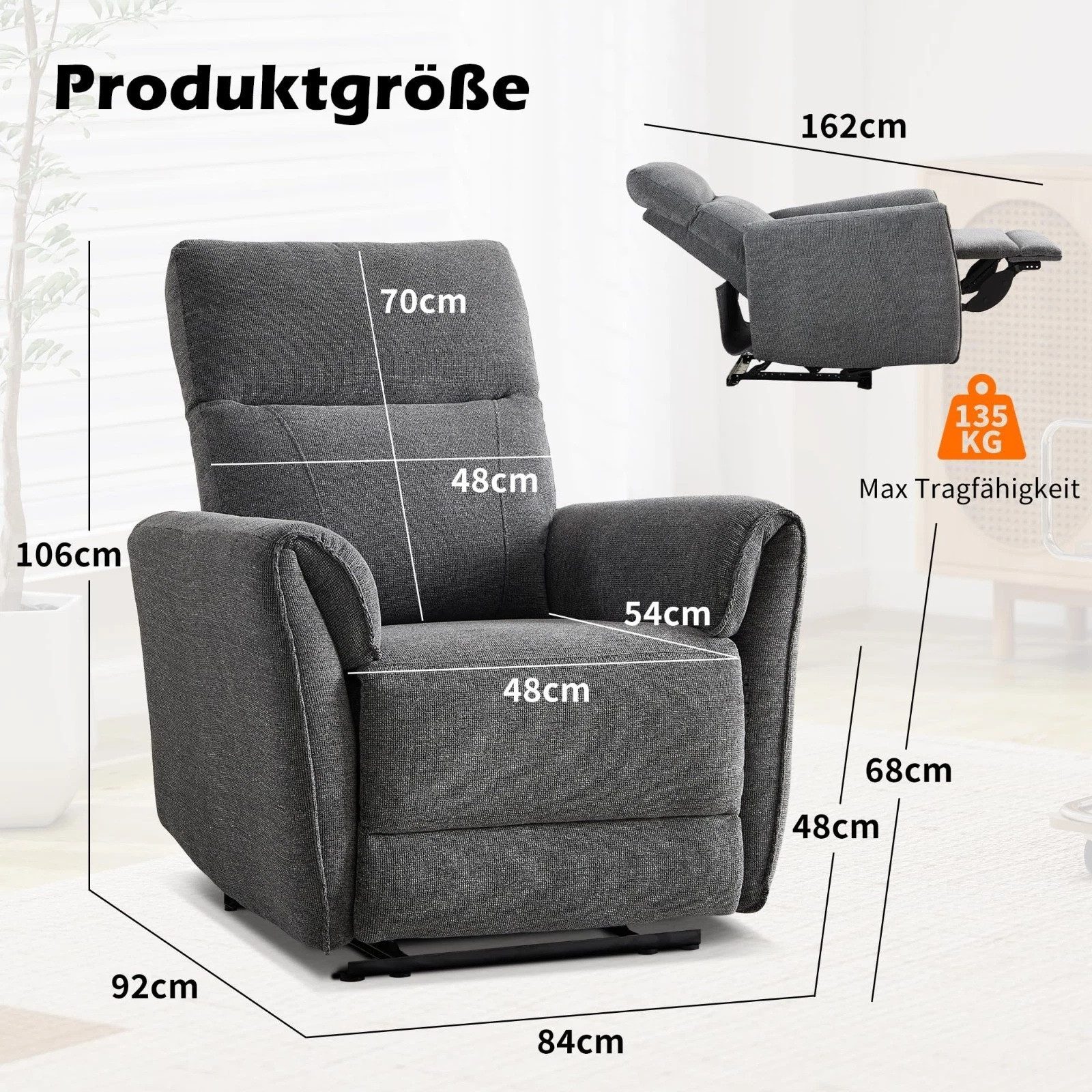 CANMOV Relaxsessel Massagesessel Manuell verstellbarer Fernsehsessel für Wo günstig online kaufen