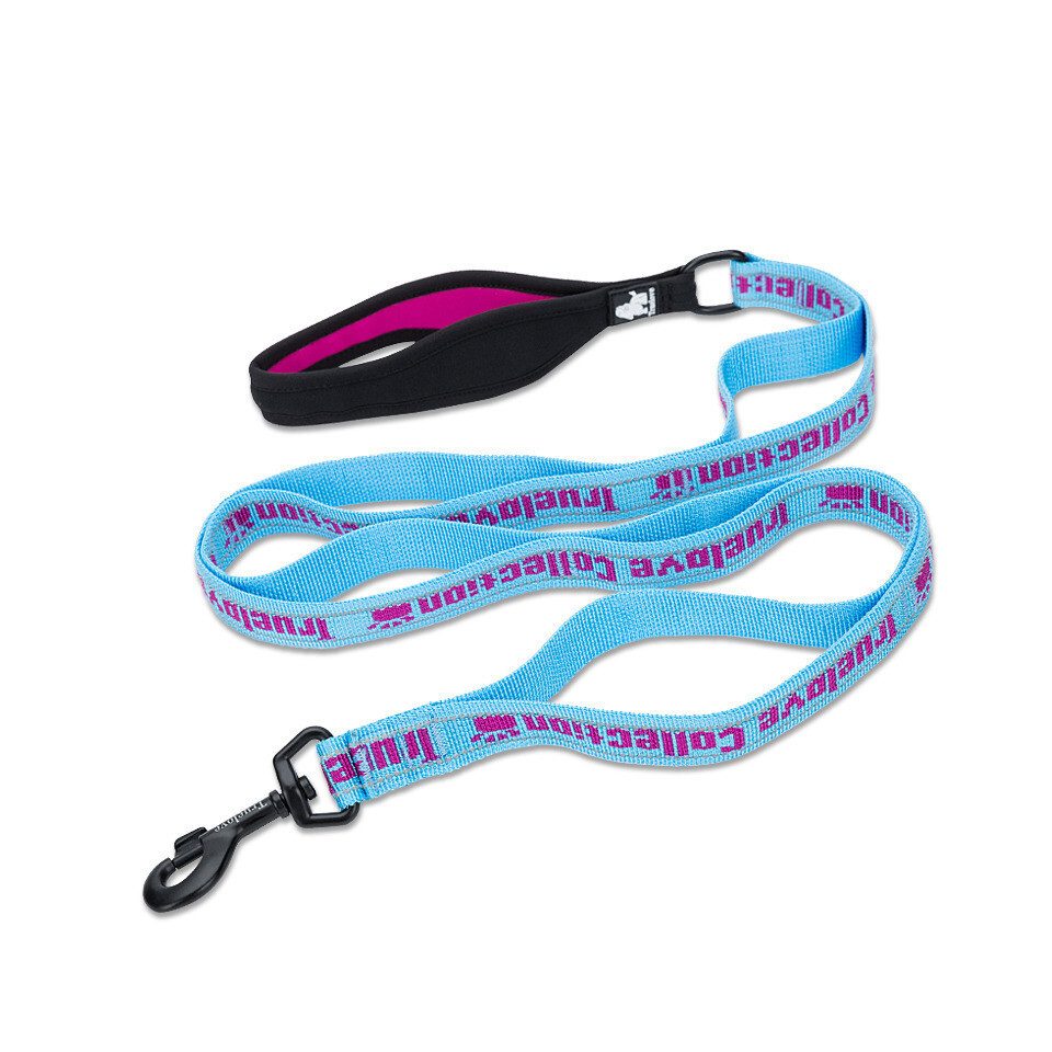 Truelove Hundeleine Nylon Leine mit Neopren unterlegtem Griff blau/pink