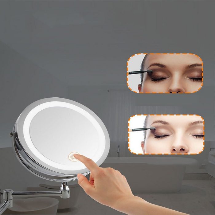 longziming Kosmetikspiegel LED Kosmetikspiegel wandmontage Wandspiegel Beleuchtet mit 1x/5x Fache (1-St)