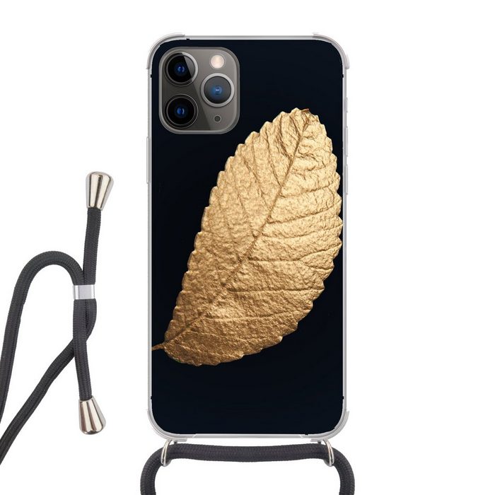 MuchoWow Handyhülle Gold - Blätter - Schwarz - Pflanzen - Luxus - Natur Handyhülle Telefonhülle Apple iPhone 12 Pro Max