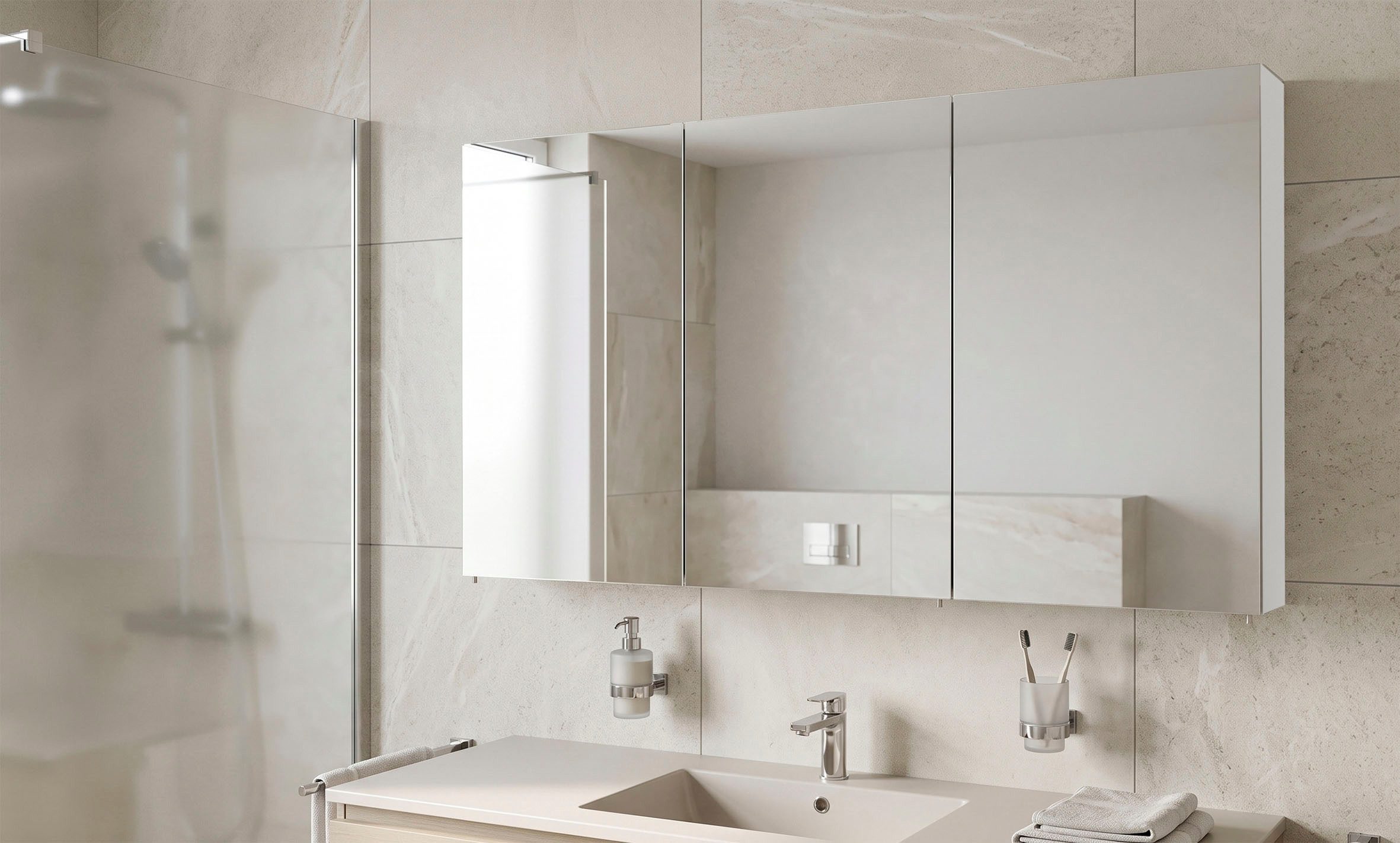 Schildmeyer Spiegelschrank Basic, Spiegelschrank, Made in Germany, B: 120 cm Solide Verarbeitung - Dieses Produkt ist in Deutschland gefertigt