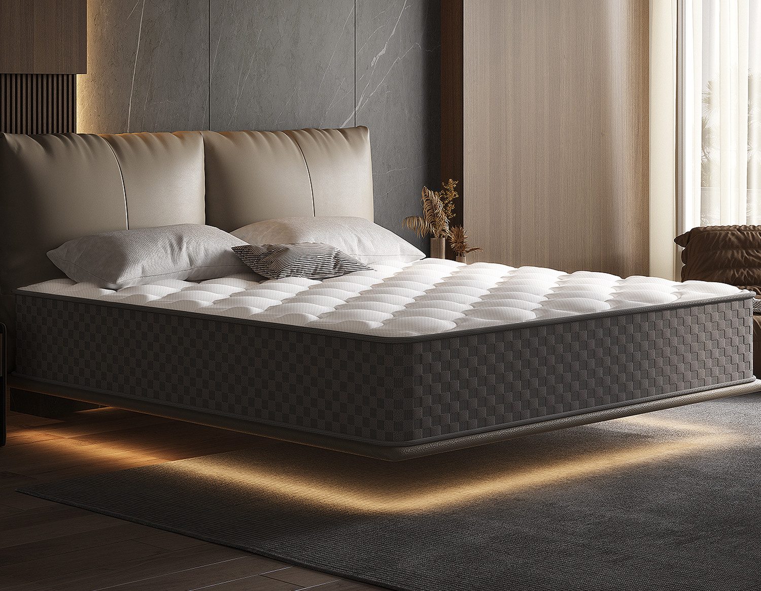 Boxspringmatratze Taschenfederkernmatratze Matratze 90x200, 7-Zone Federkernmatratze, Hiazurm, 22 cm hoch, (Atmungsaktiv, Orthopädische, mit Spannbettlaken, Qualitätsmatratzen Für Kinder und Erwachsene), Matratze 140x200 cm oder 180x200 cm