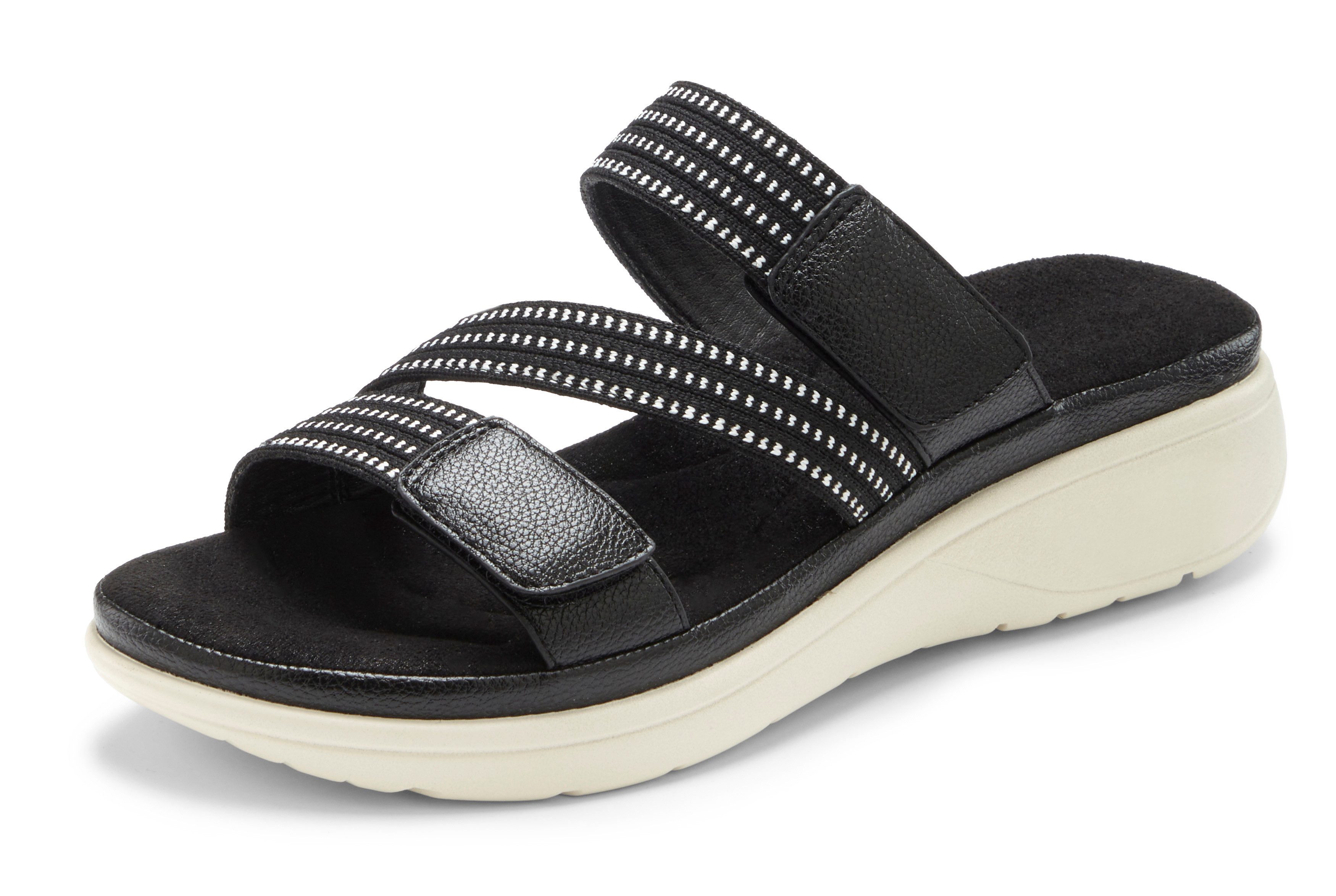 Vivance Sandale, offener Schuh, Sandalette, Sommerschuh, Pantolette NEU mit dezentem Keilabsatz und Klettverschlüssen
