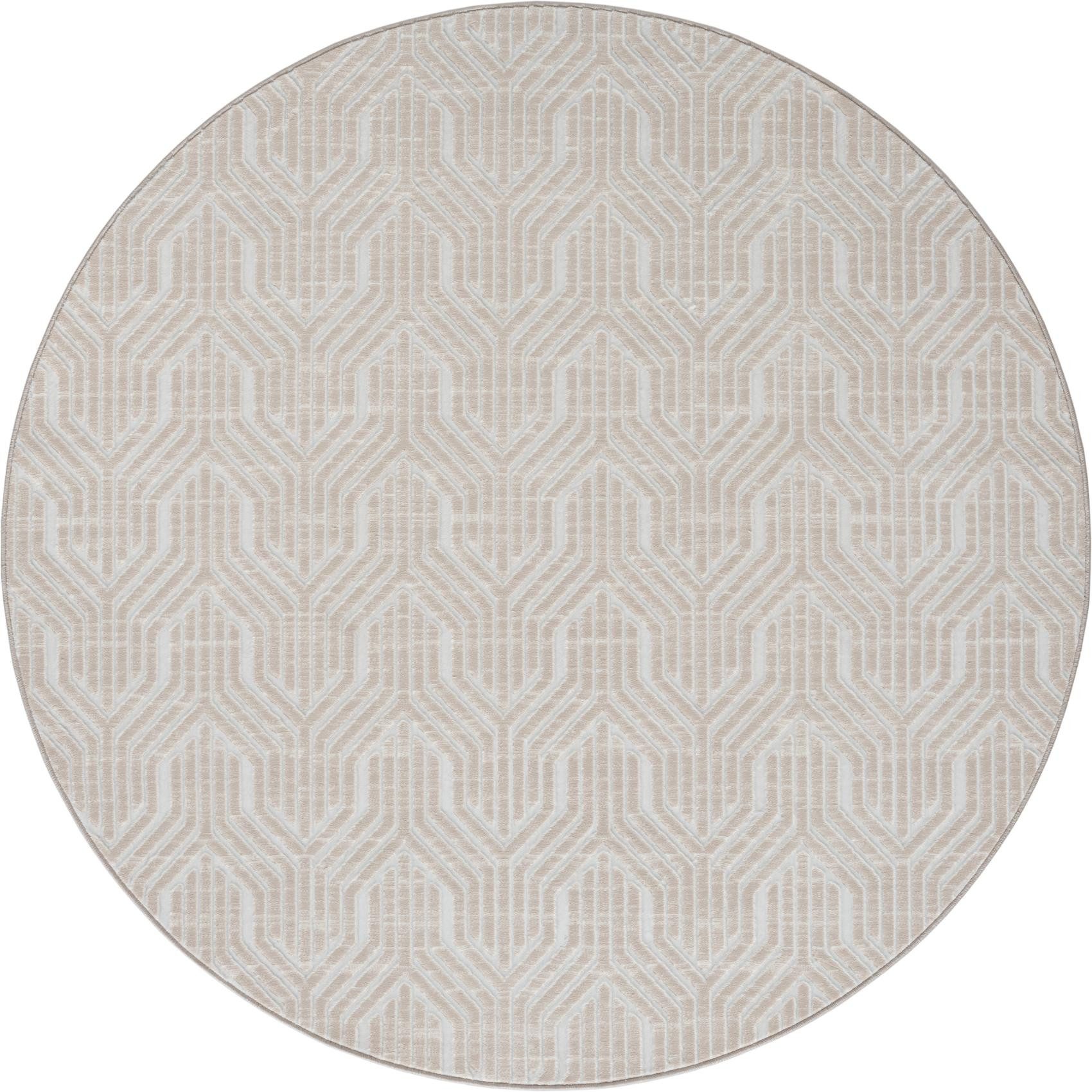 Floornovo Teppich Indoor Teppich Creme versch. Größen - rechteckig für alle Innenräume, rund, Trocken- und Feuchträume