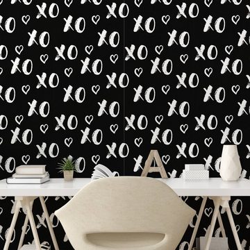 Abakuhaus Vinyltapete selbstklebendes Wohnzimmer Küchenakzent, Abstrakt Xoxo Pinsel Gestrichelte Text