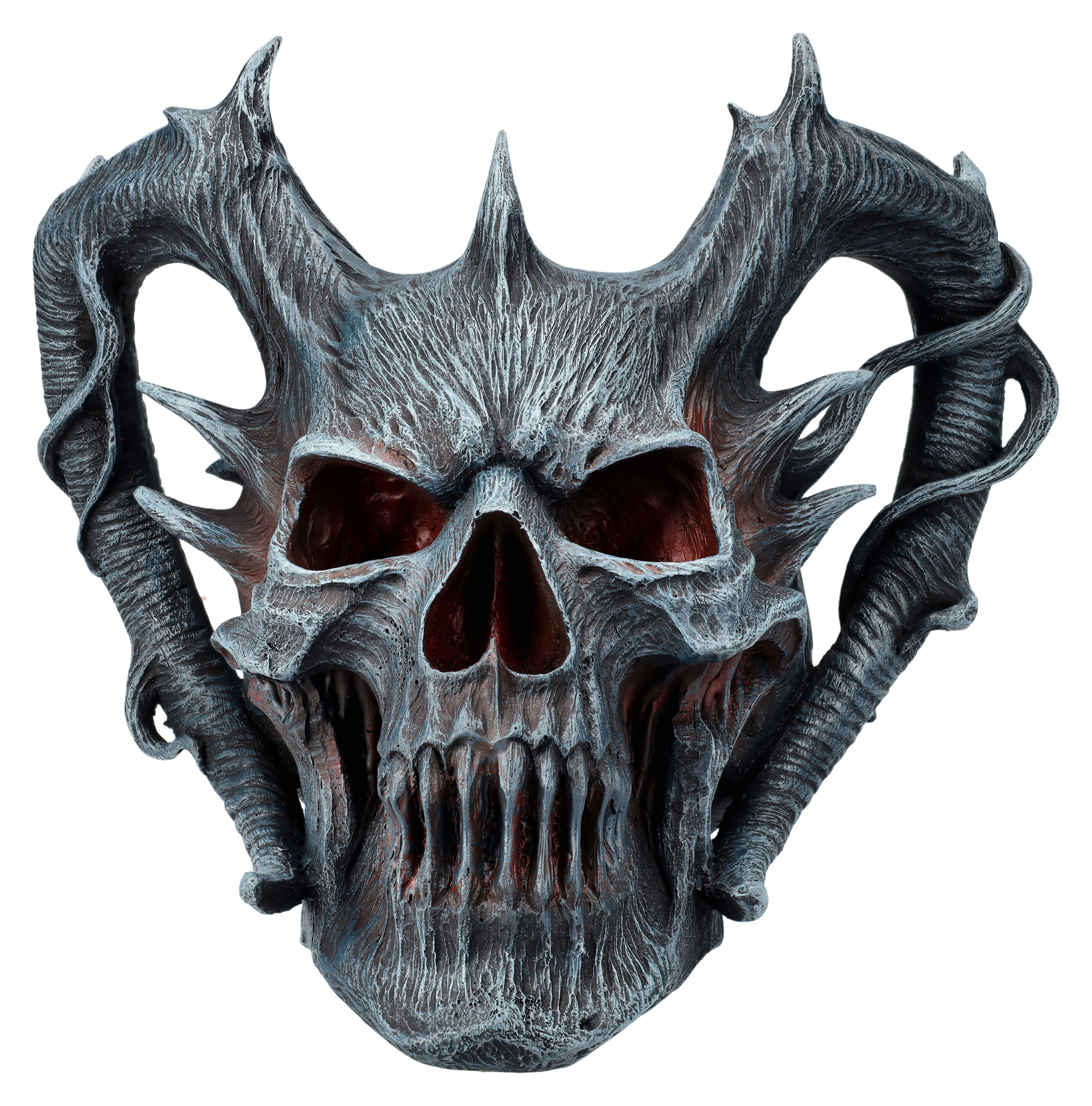 Figuren Shop GmbH Dekofigur Totenkopf Figur mit Hörnern - Death Embers - Spiral Gothic Dekoration