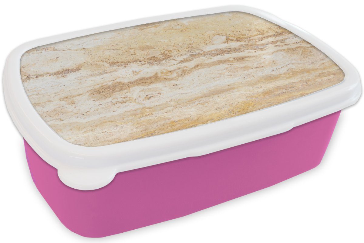 Kunststoff, für Kinder, Mädchen, Marmor MuchoWow Brotdose Kunststoff rosa Sand Snackbox, - Brotbox Lunchbox Erwachsene, (2-tlg), - Textur,