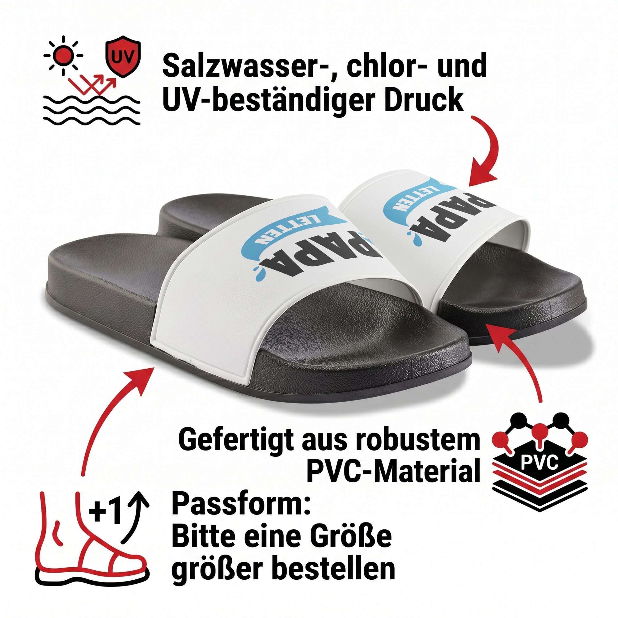 22Feels Papa Geschenk Vatertag Badesandalen Badelatschen Papaletten Herren Badepantolette IN DEUTSCHLAND BEDRUCKT