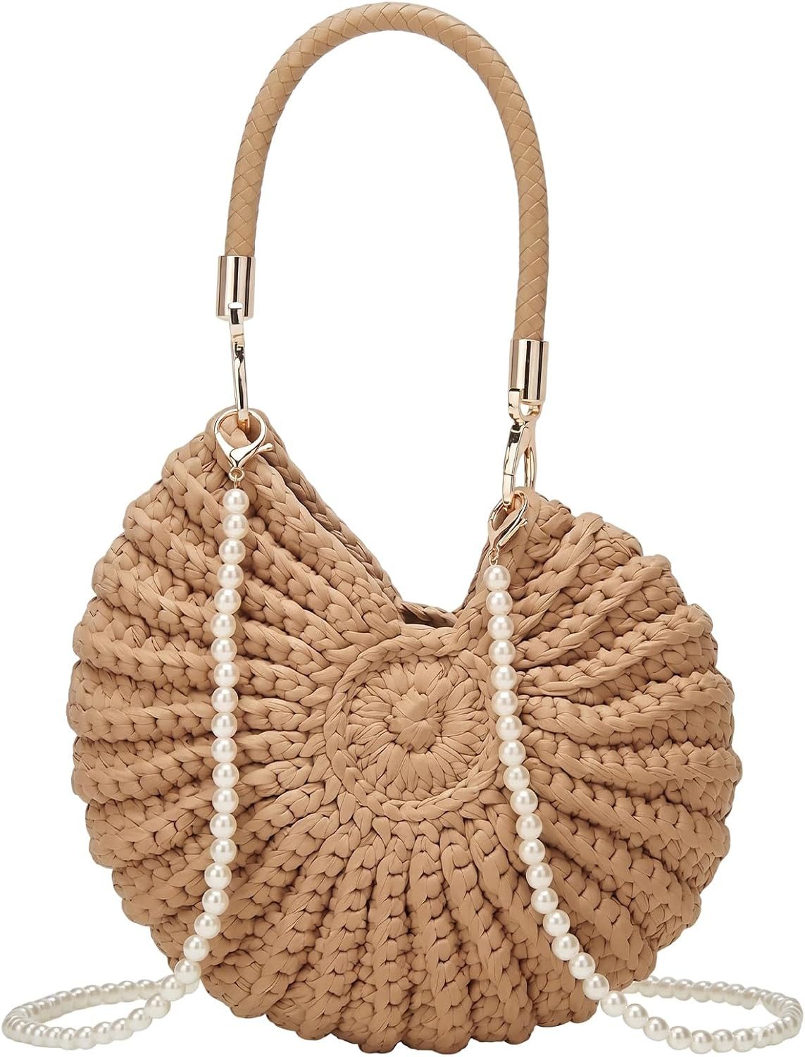 nsihing Handtasche Strohtasche Damen Korbtasche, Handtasche Damen für Strand Urlaub