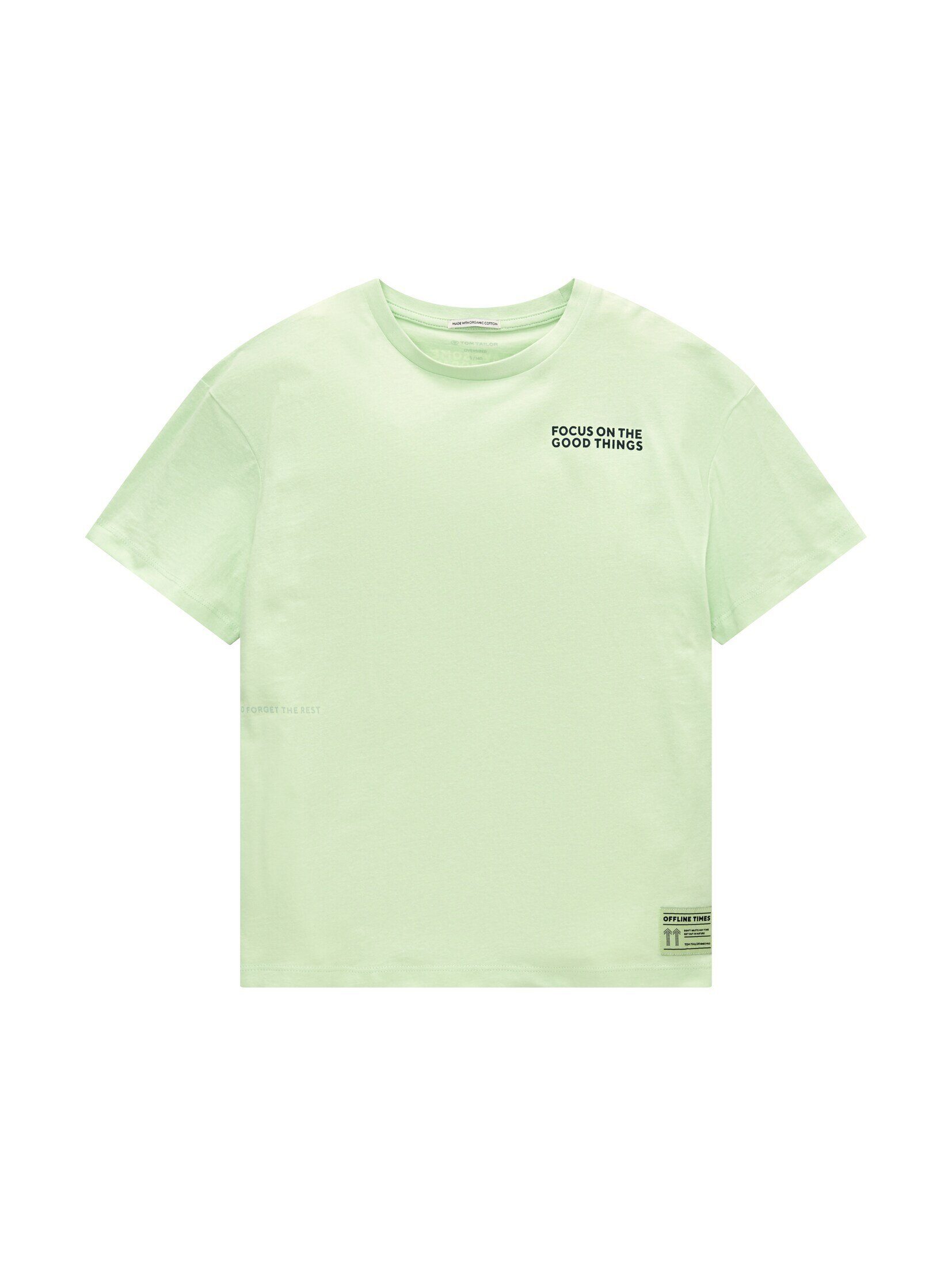 TAILOR lime T-Shirt mit green T-Shirt Textprint apple fresh TOM