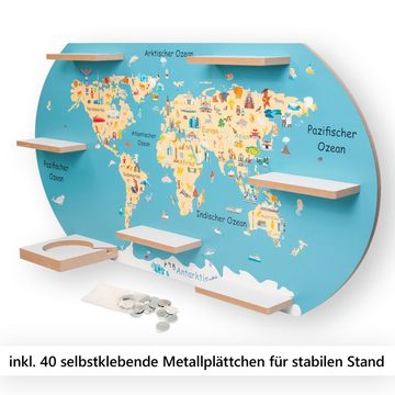 Kreative Feder Wandregal MUSIKBOX-REGAL Welt, für TONIE-BOX und TONIES inkl. 40 Metallplättchen