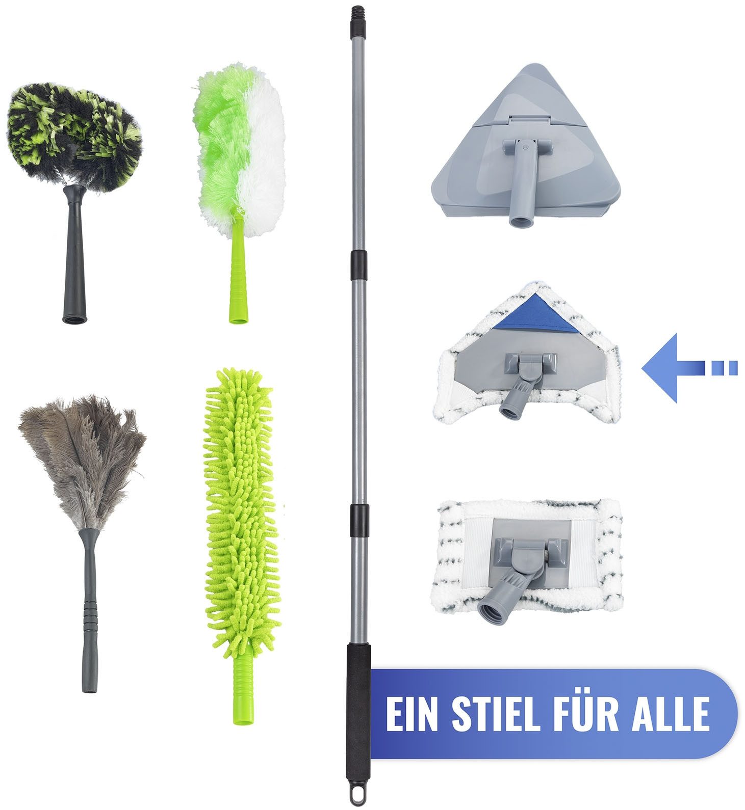 Maximex Bodenwischer-Set Multiflex-Wischer inkl. Teleskopstiel, (Set, 5-St), für Fliesen, Fenster und Böden, mit Aufhangöse