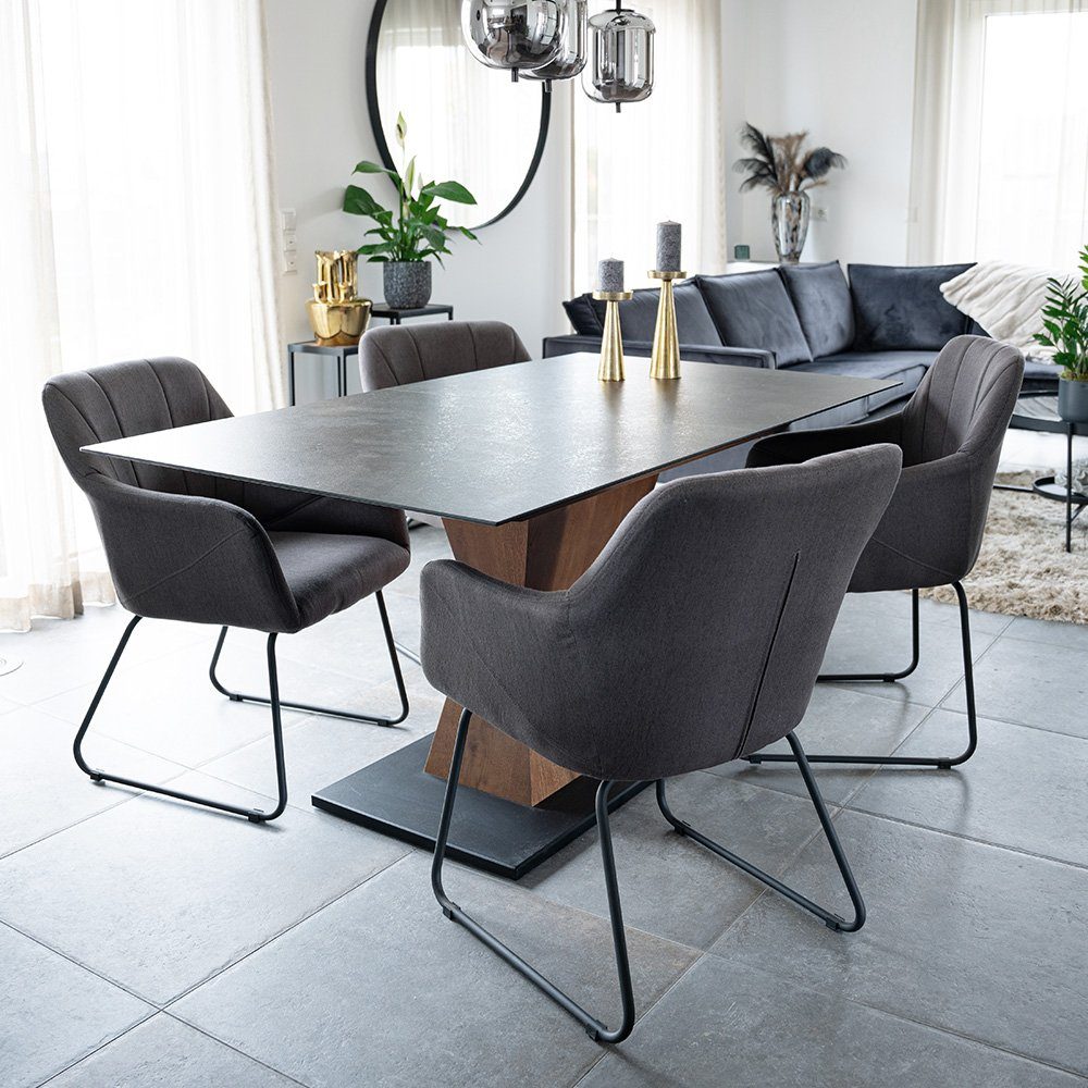 HOME DELUXE Polsterstuhl Armlehnenstuhl PAKU – Anthrazit 1er Set - 8er Set günstig online kaufen