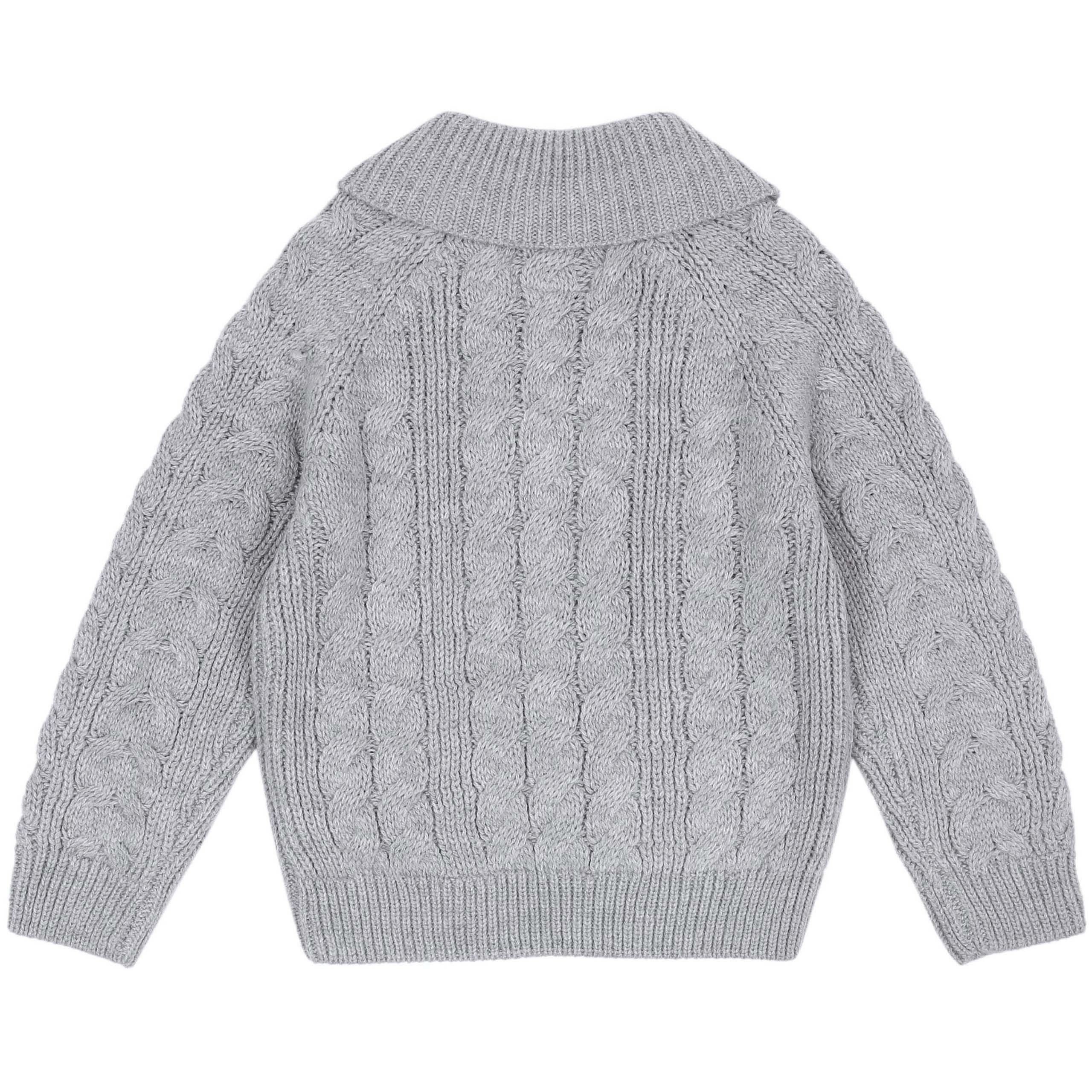 Sarcia.eu Wollpullover Grauer warmer Kinderpullover mit grobem Strickmuster für Jungen