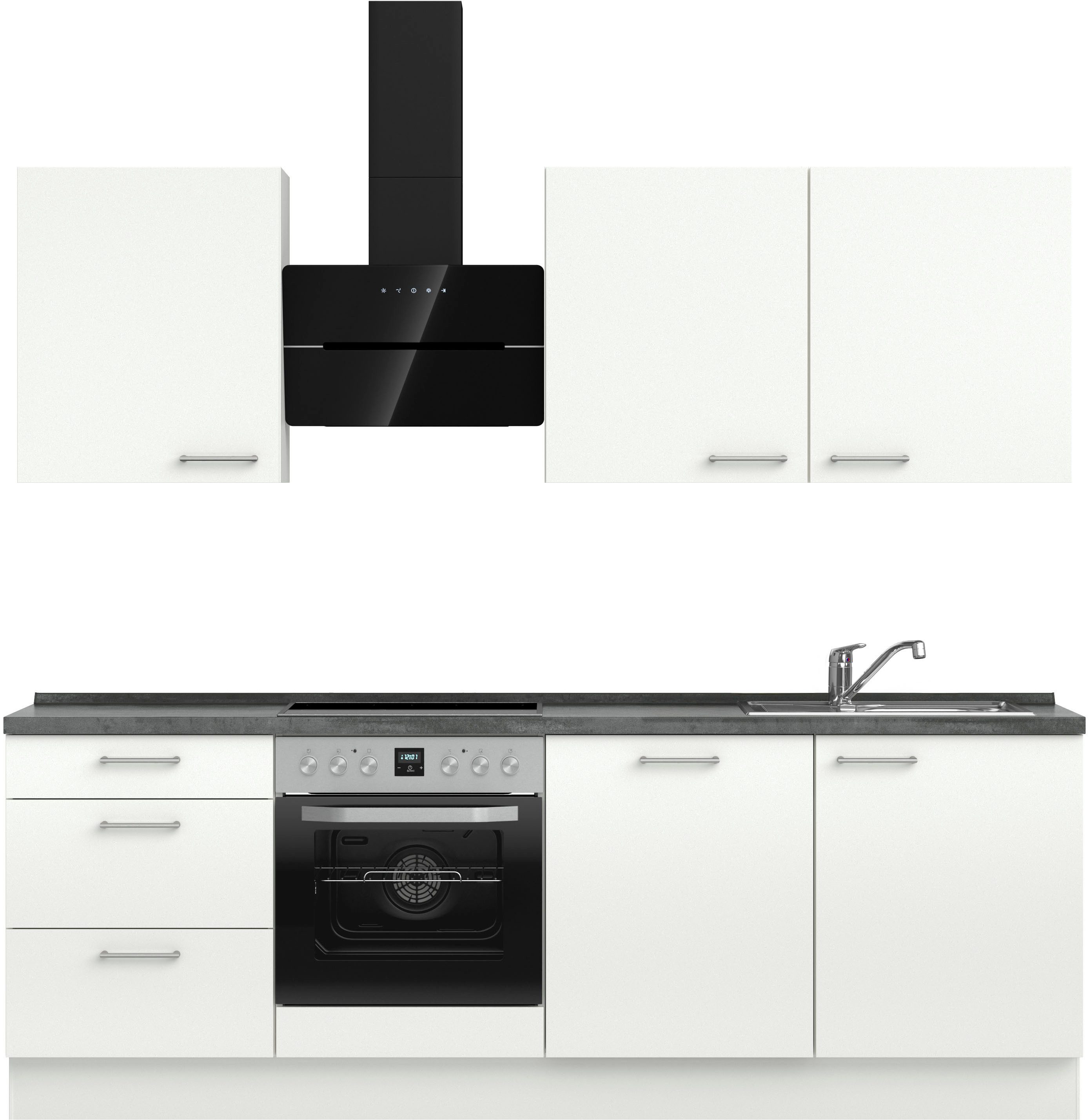 nobilia® Küchenzeile "Laser II", NEU: individuell anpassbar mit gratis Profi-Beratung, vormontiert, 240 cm breit, optional mit verschiedenen E‑Geräte-Sets