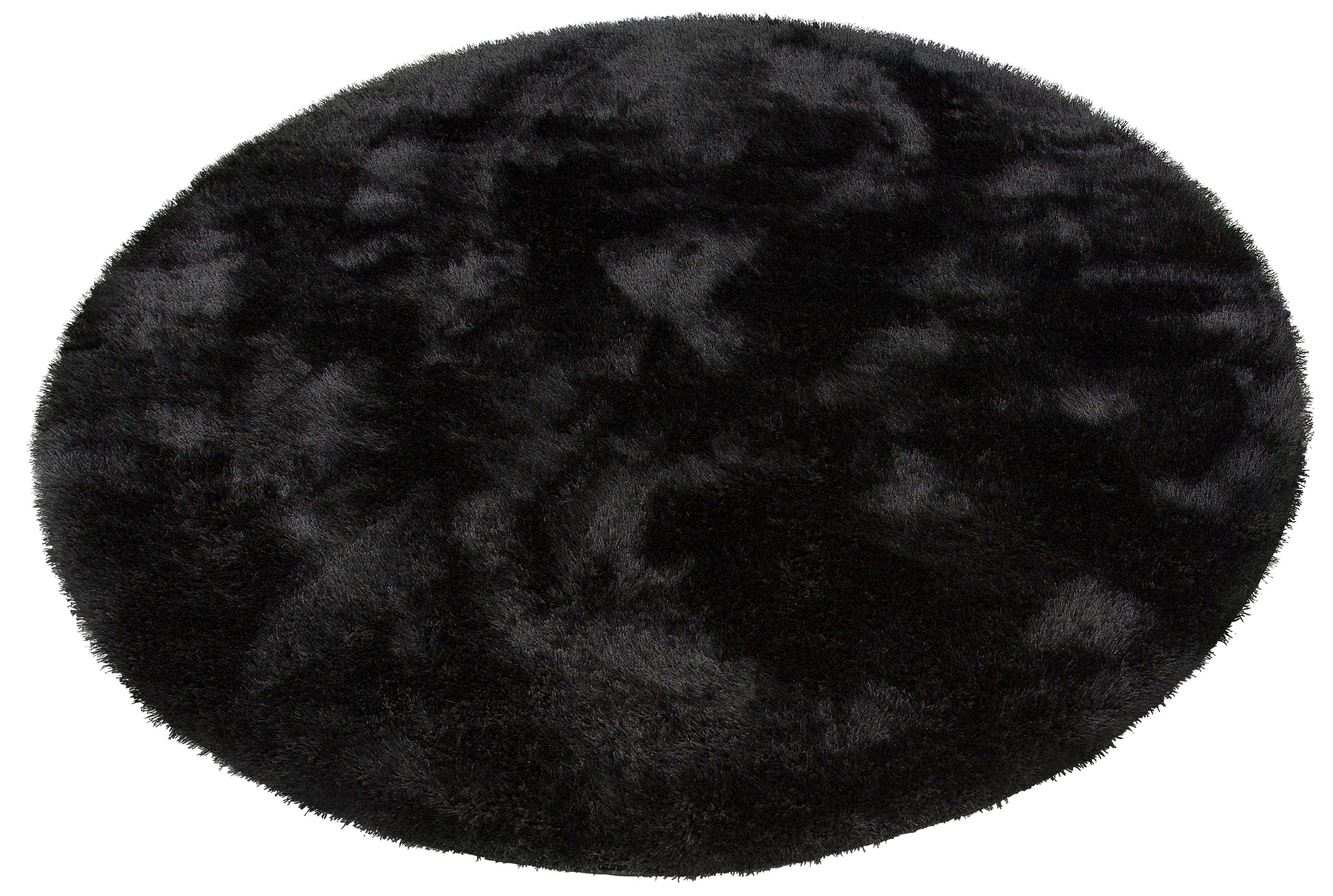 Hochflor-Teppich Mikro Soft Super, my home, rund, Höhe: 50 mm, besonders weich durch Mikrofaser, extra flauschig, einfarbig, weich schwarz