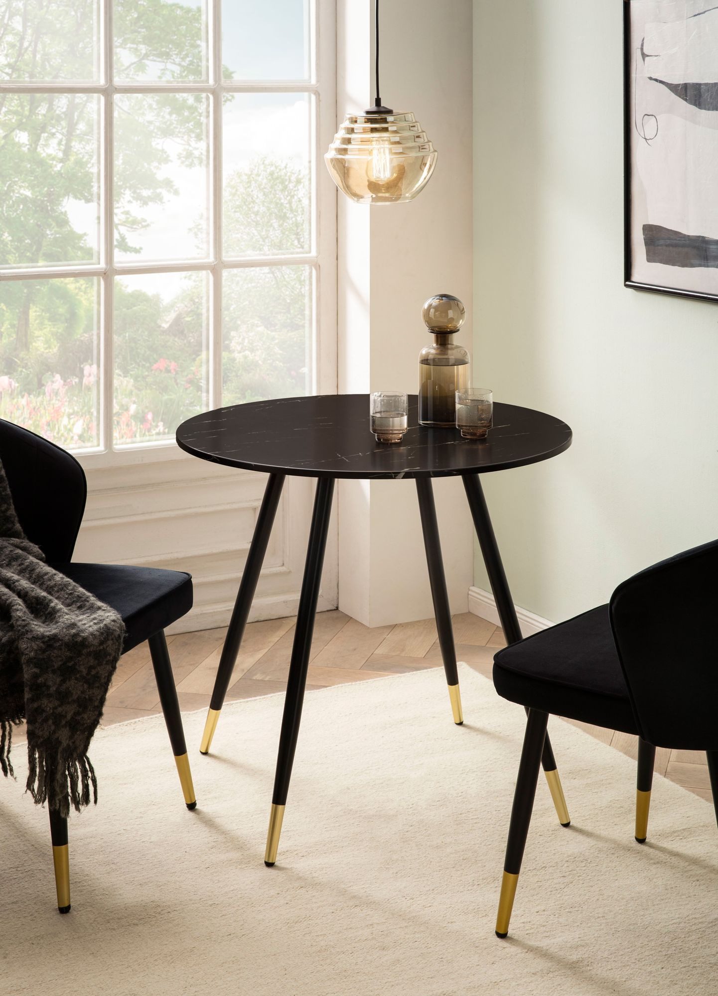 FINEBUY Esstisch FB58934 Esszimmertisch 75 cm Marmor Optik Küchentisch Rund günstig online kaufen