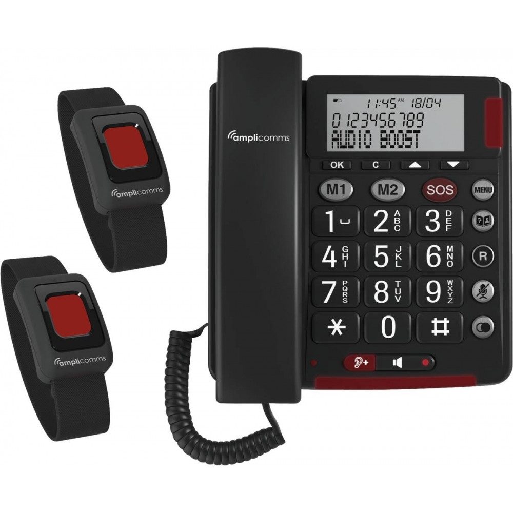 Amplicomms Amplicomms BigTel 50 Alarm Plus Duo - Großtasten-Telefon Seniorentelefon (analog)
